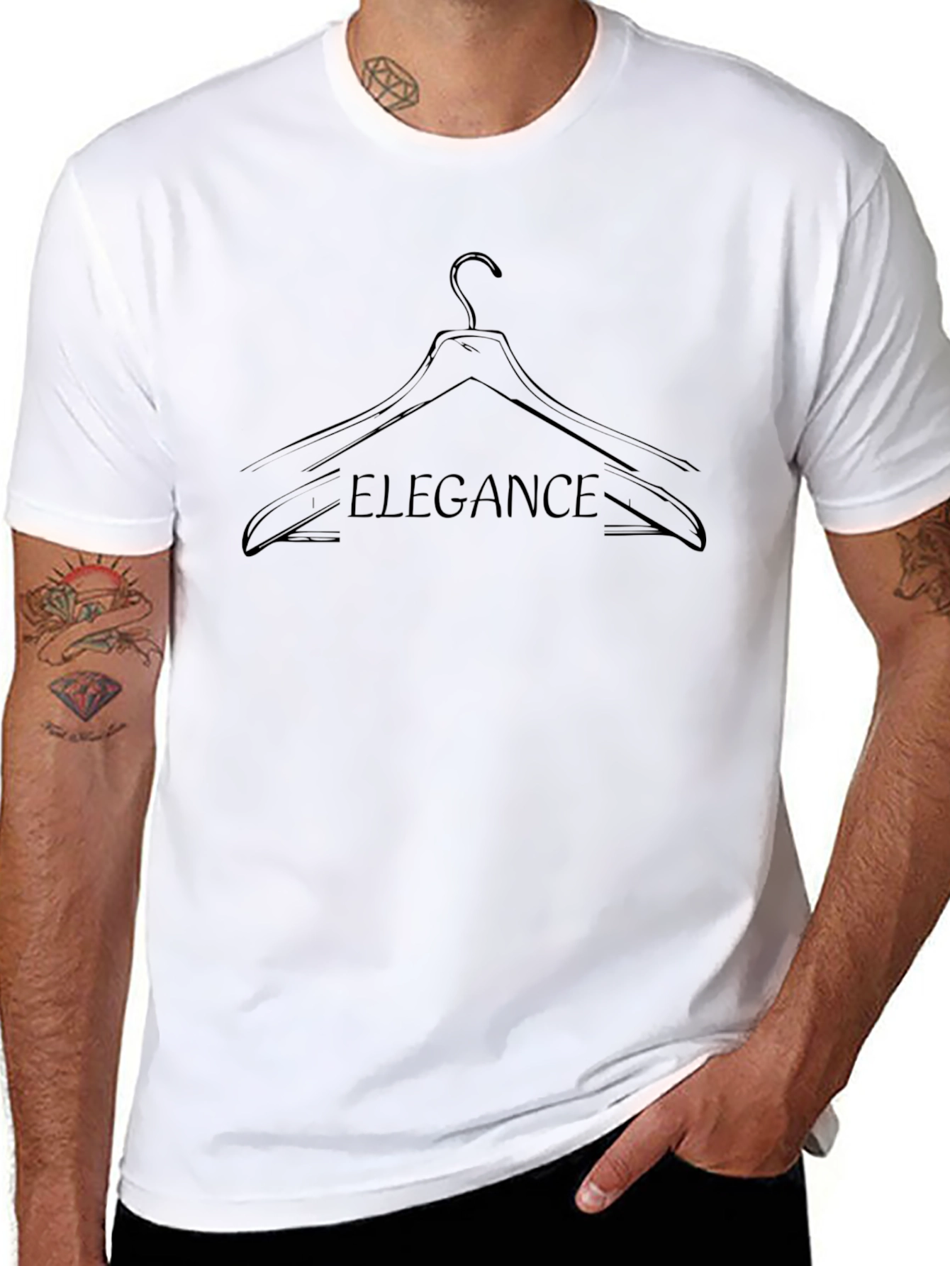 Elegance Hanger Graphic Tee - Stylish Black Cotton T-Shirt