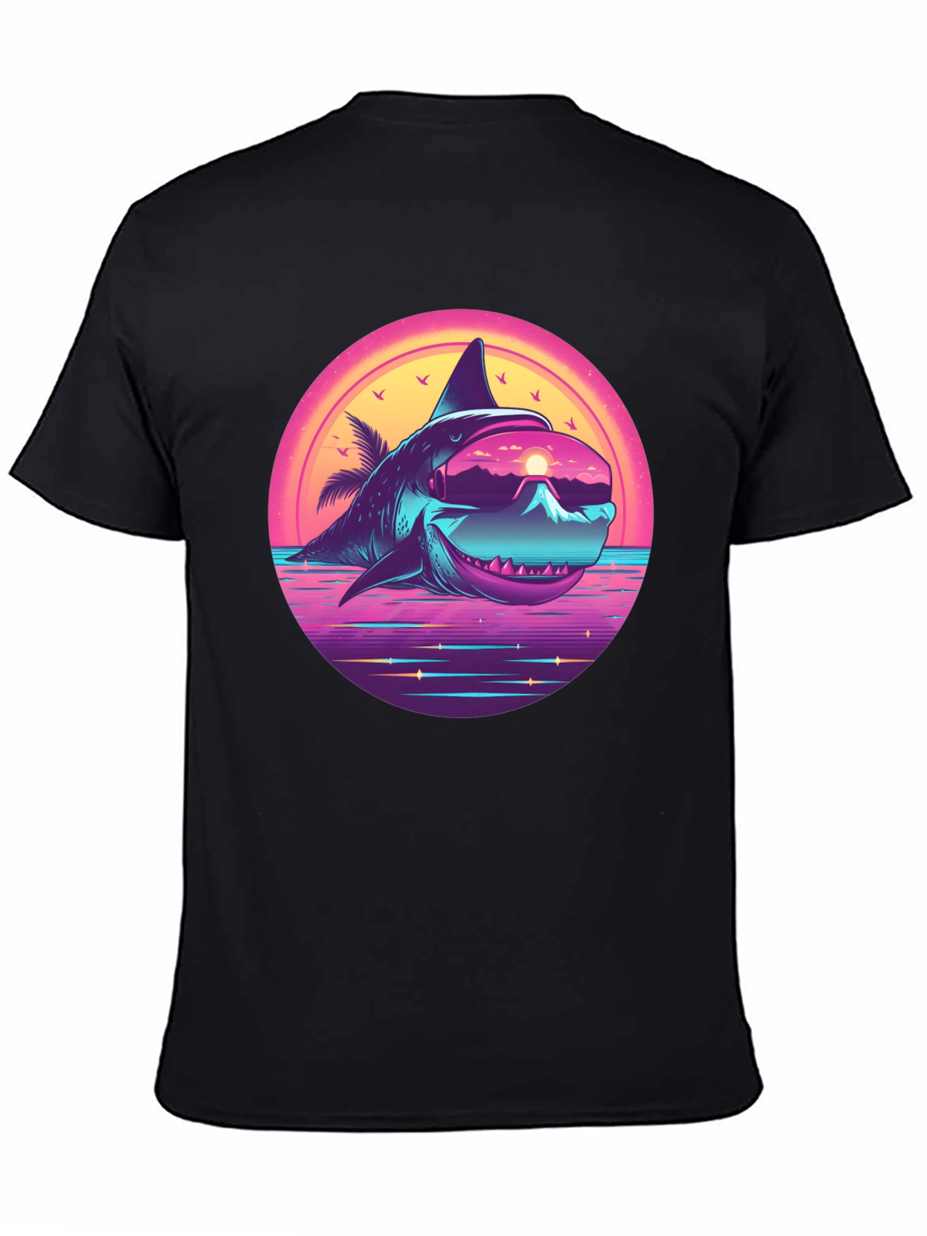 Retro Shark Graphic Tee - Black