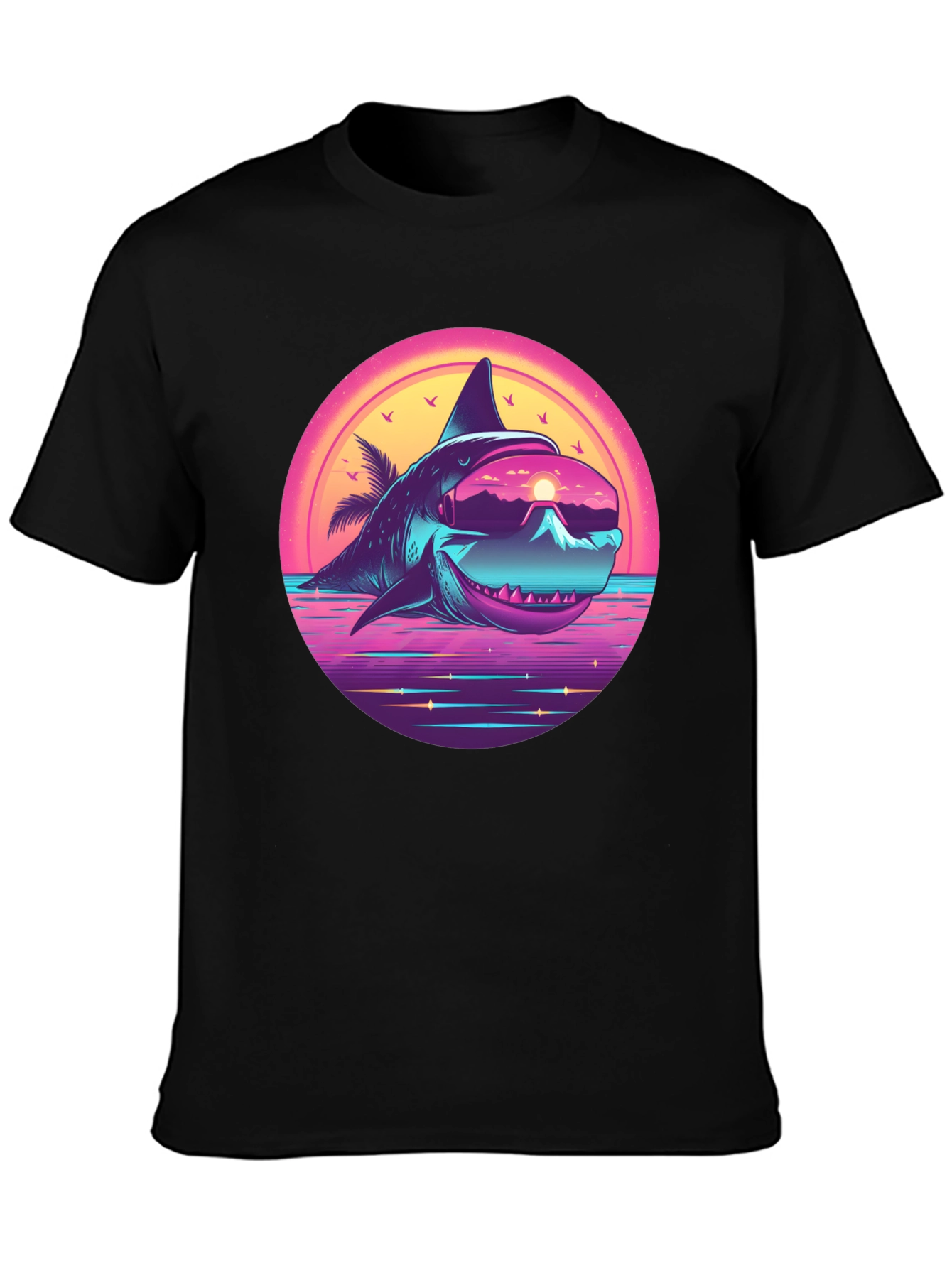 Retro Shark Graphic Tee - Black