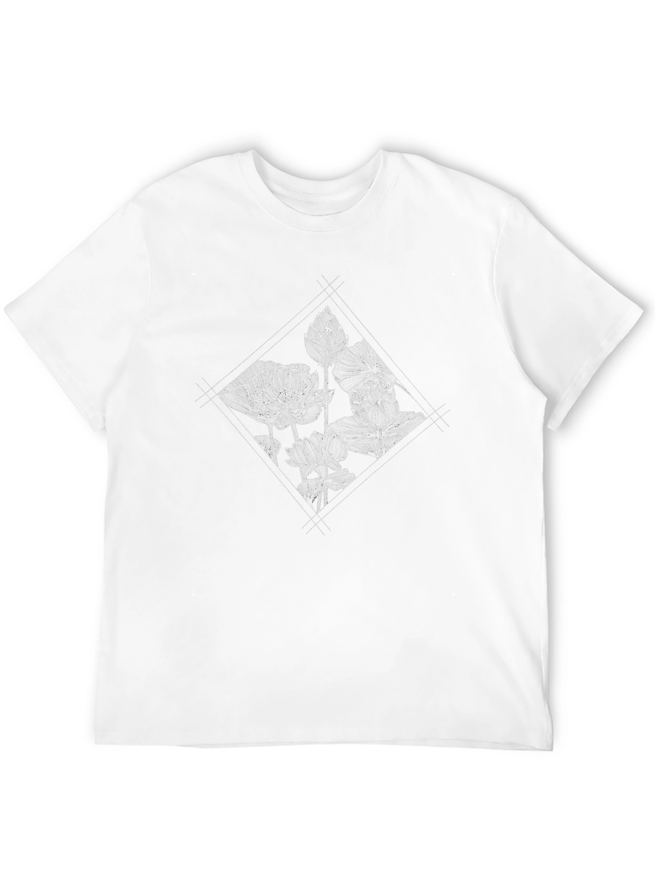 Floral Diamond Graphic Black T-Shirt