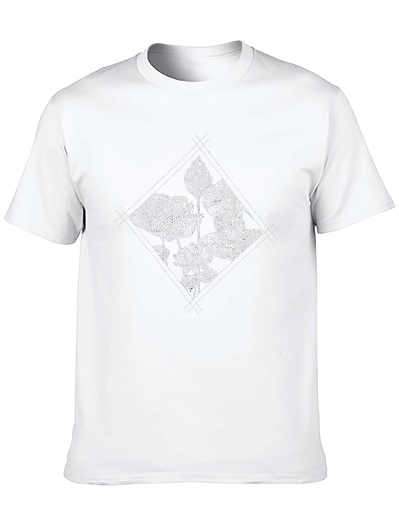 Floral Diamond Graphic Black T-Shirt