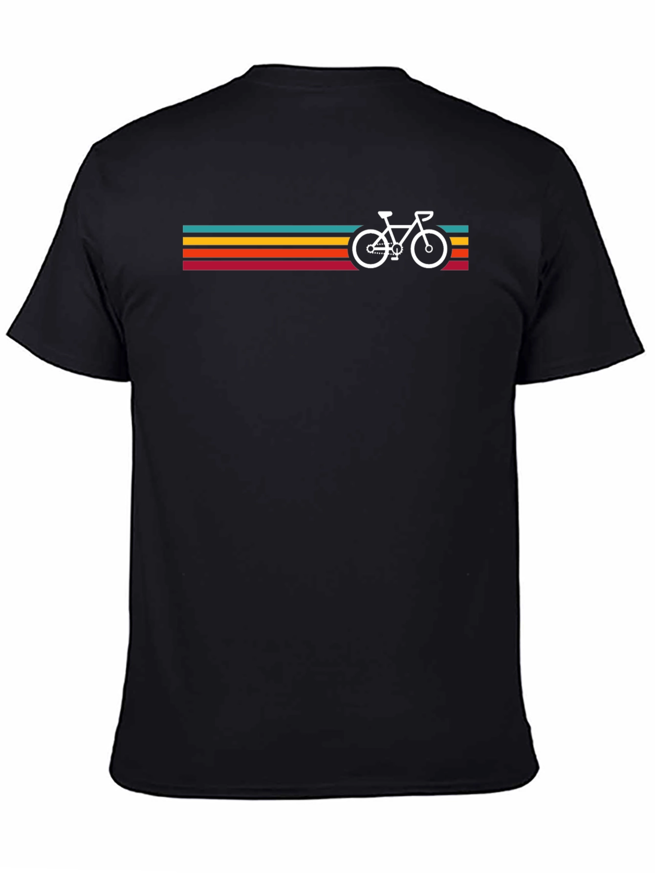 Retro Bicycle Stripes Graphic Tee - Black