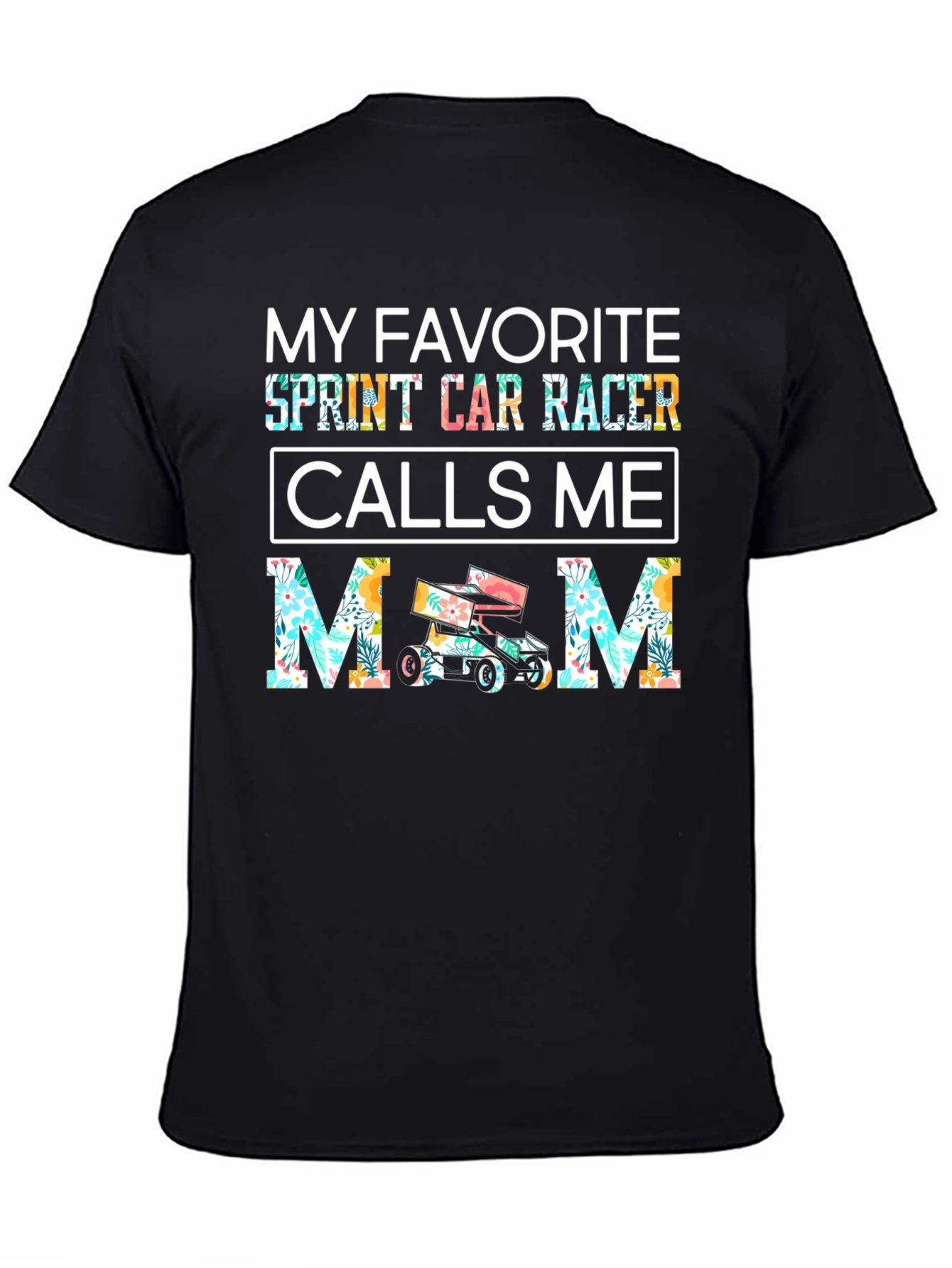 Sprint Car Racer Mom T-Shirt - Floral Design