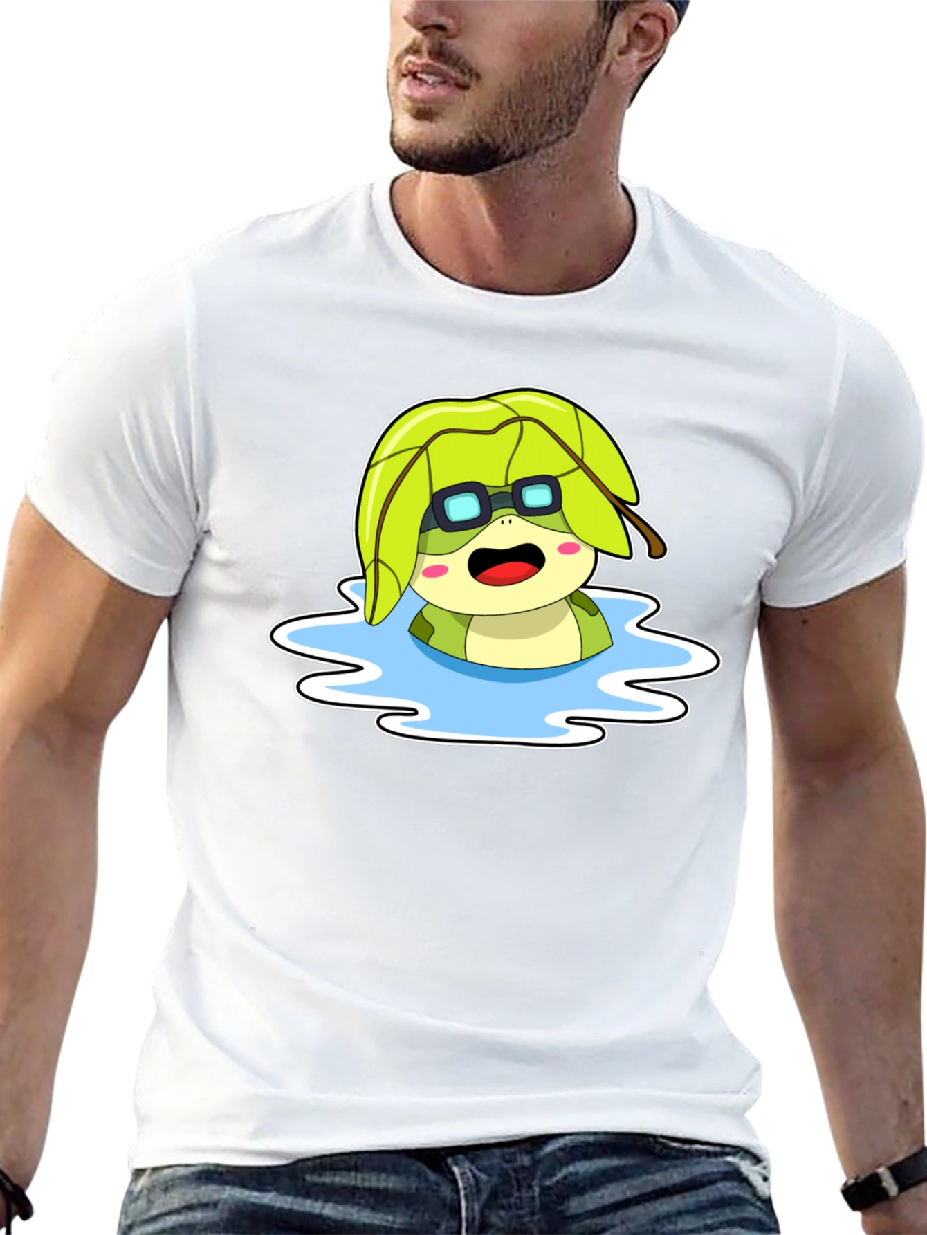 Cartoon Turtle in Water T-Shirt