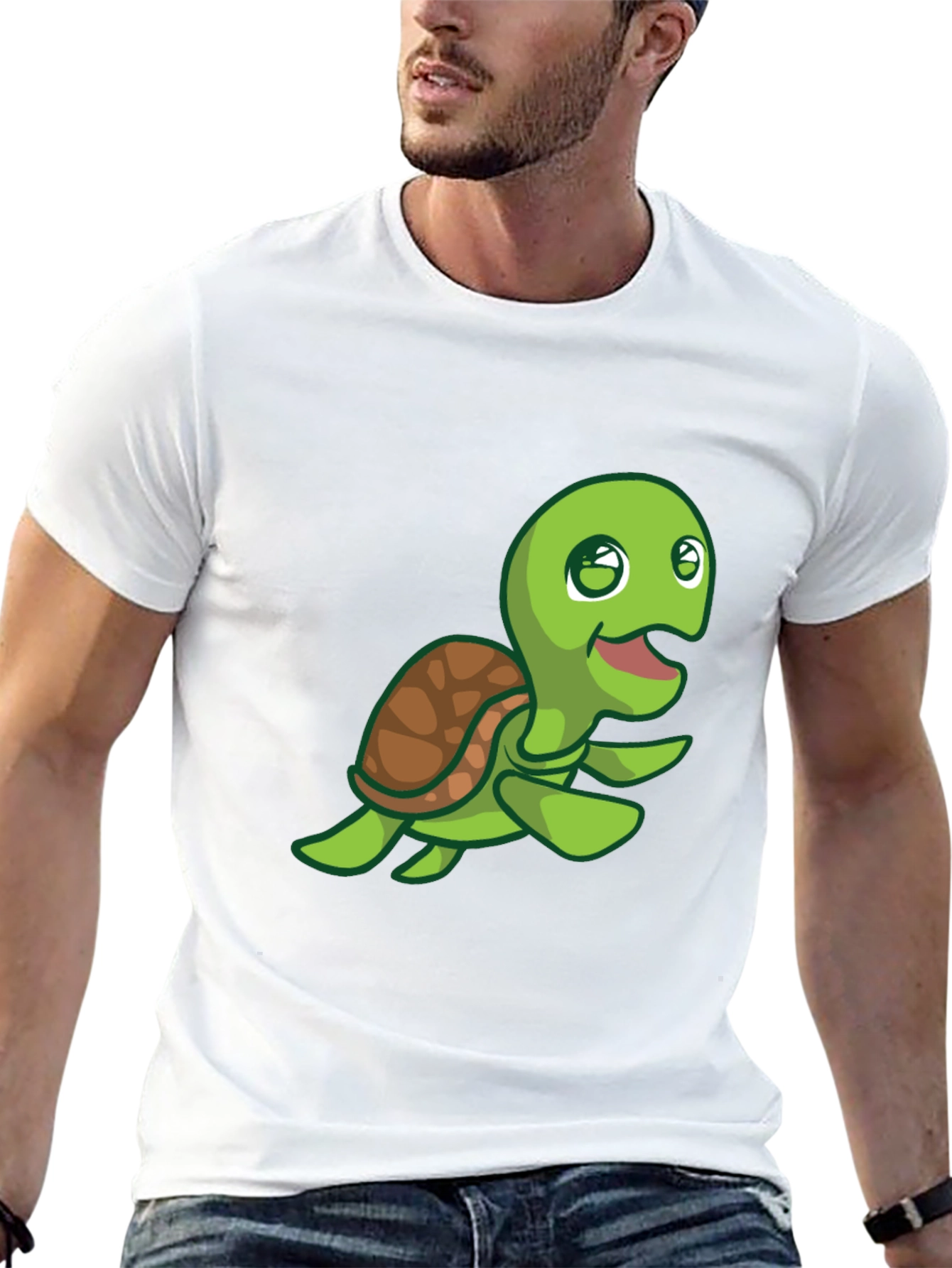 Cute Turtle Graphic Print Crew Neck T-Shirt