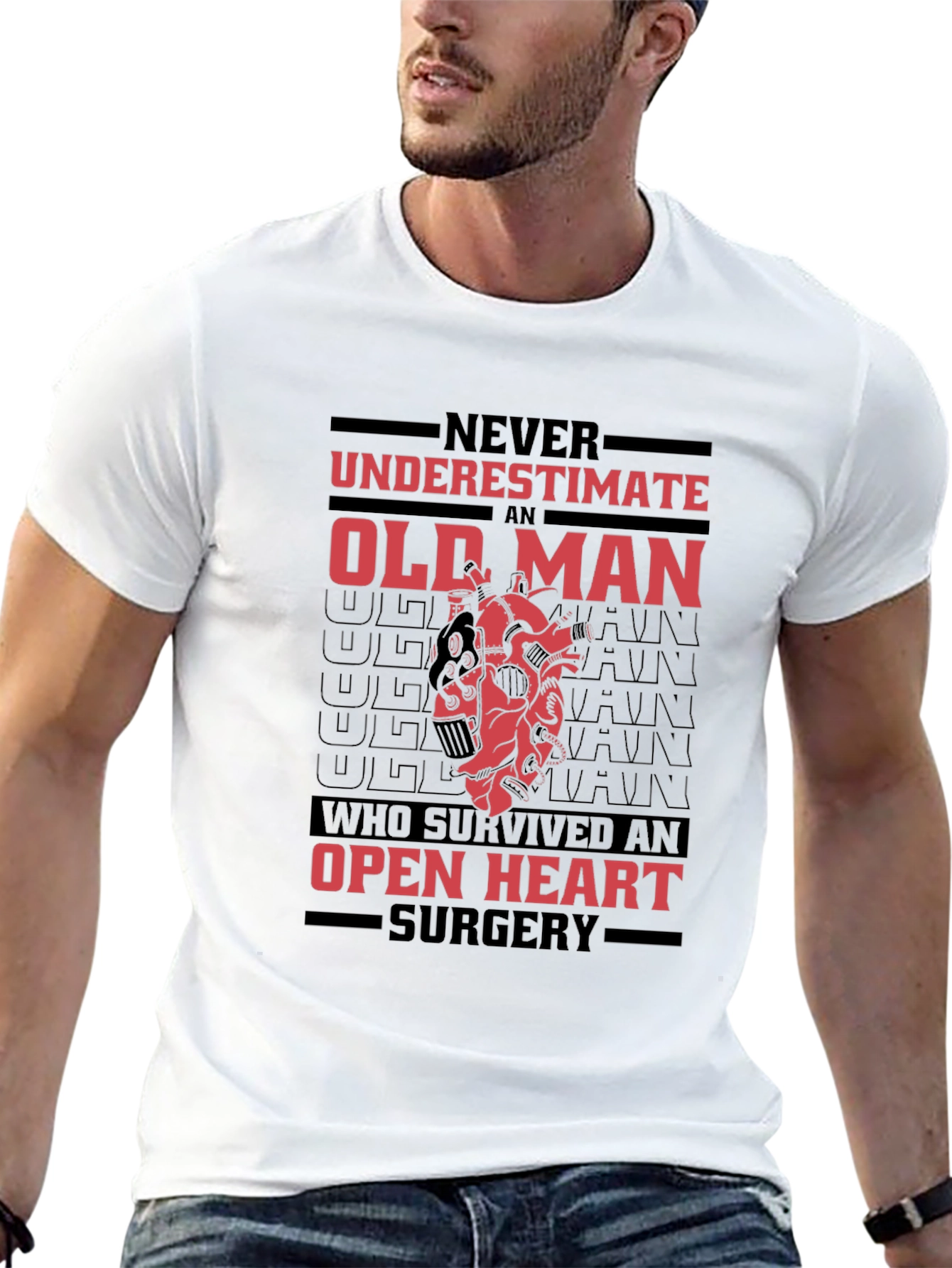Old Man Open Heart Surgery Survivor Graphic Tee