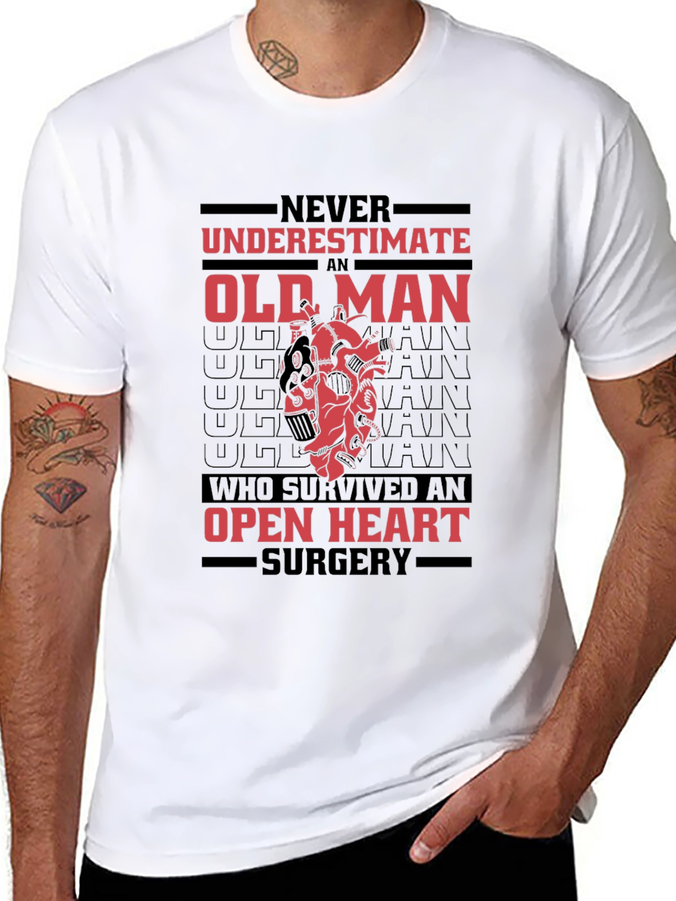 Old Man Open Heart Surgery Survivor Graphic Tee