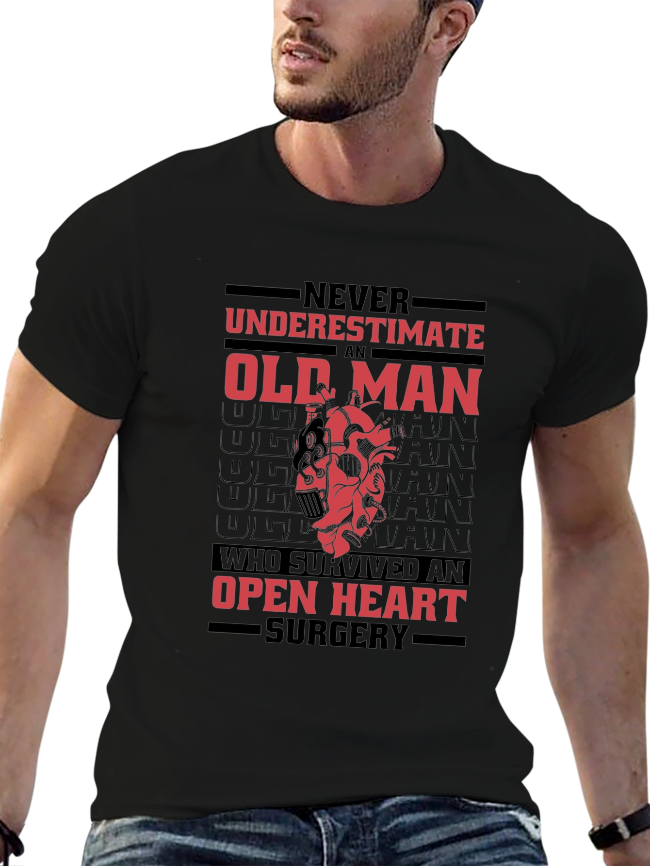 Old Man Open Heart Surgery Survivor Graphic Tee