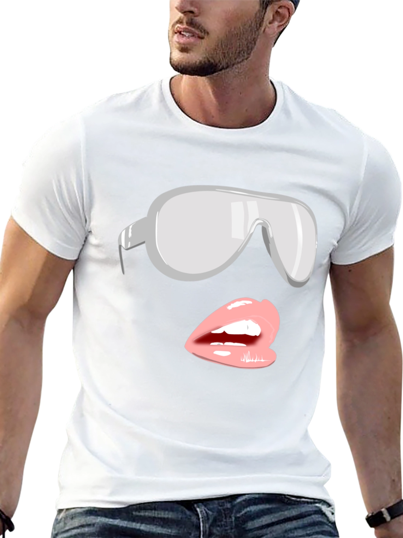 Sunglasses & Lips Graphic Tee - Stylish Black T-Shirt