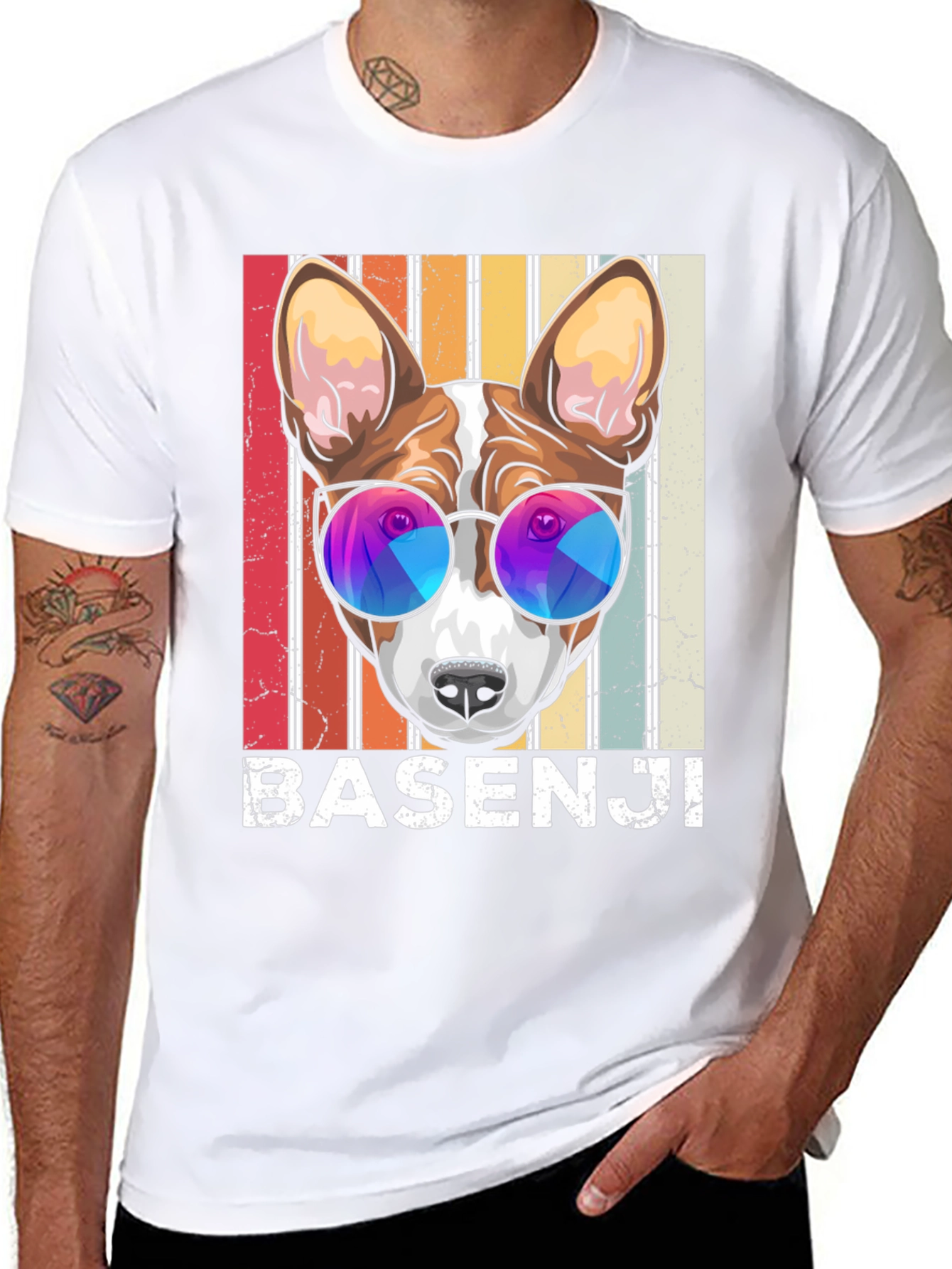 Basenji Dog Retro Sunglasses Graphic T-Shirt