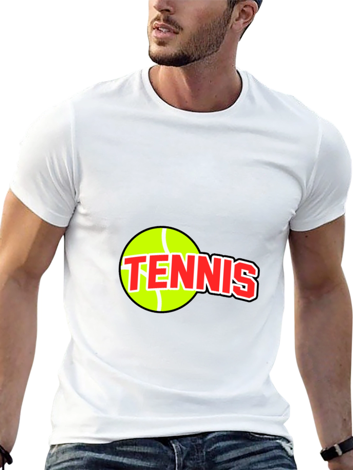 Tennis Ball Graphic Tee - Black Cotton T-Shirt