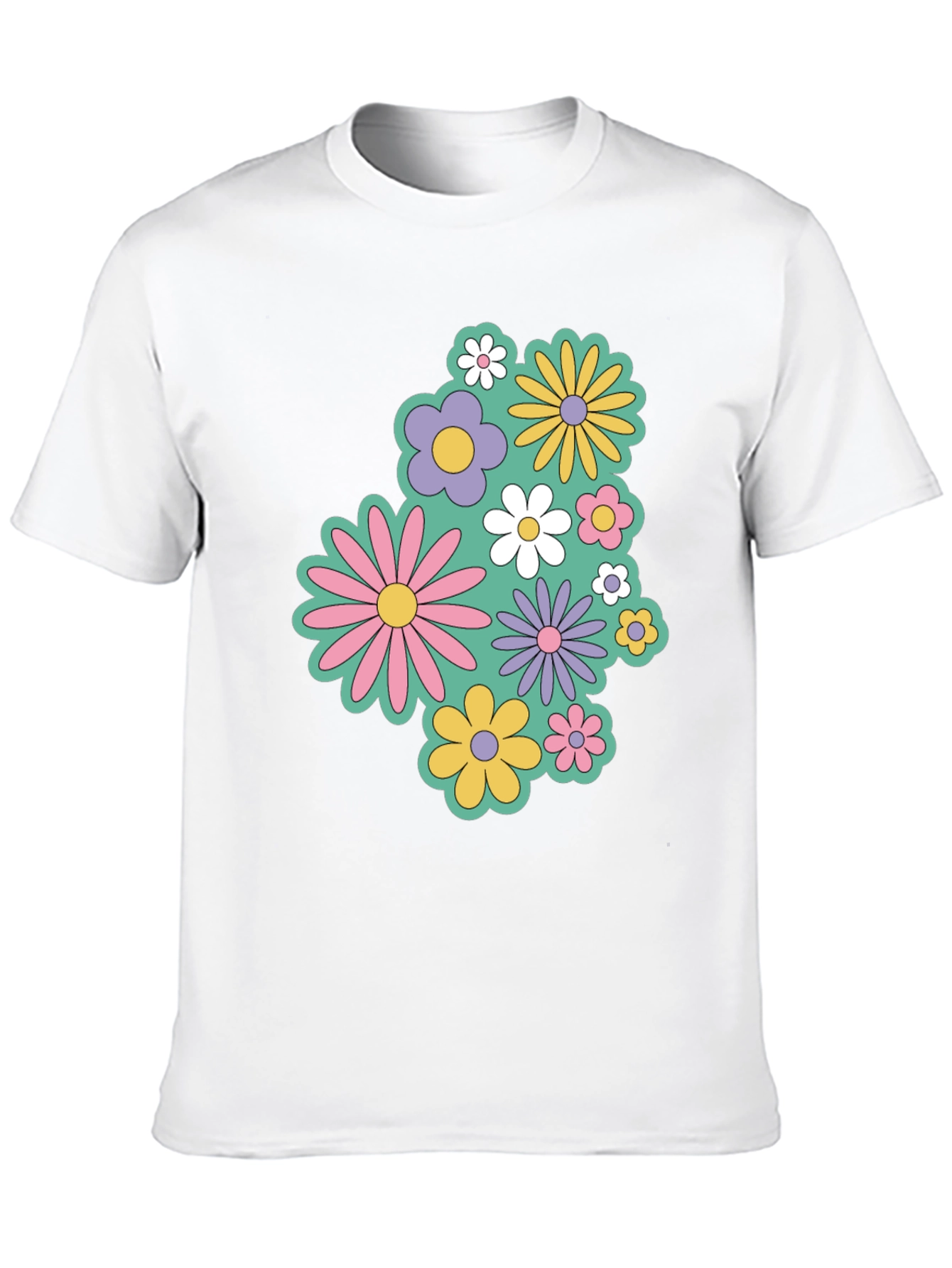 Retro Floral Graphic Black T-Shirt
