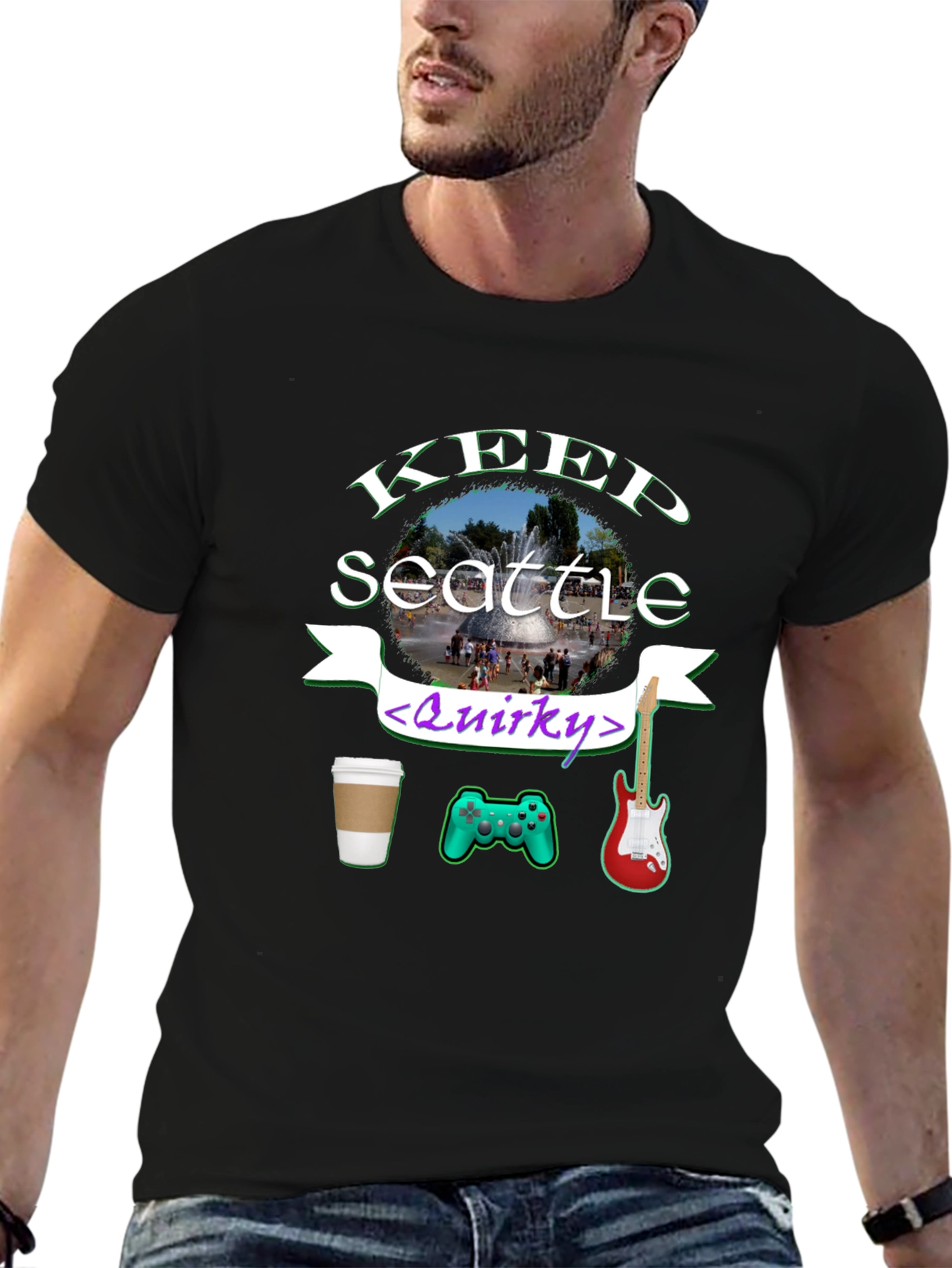Keep Seattle Quirky T-Shirt Coffee Gaming Music