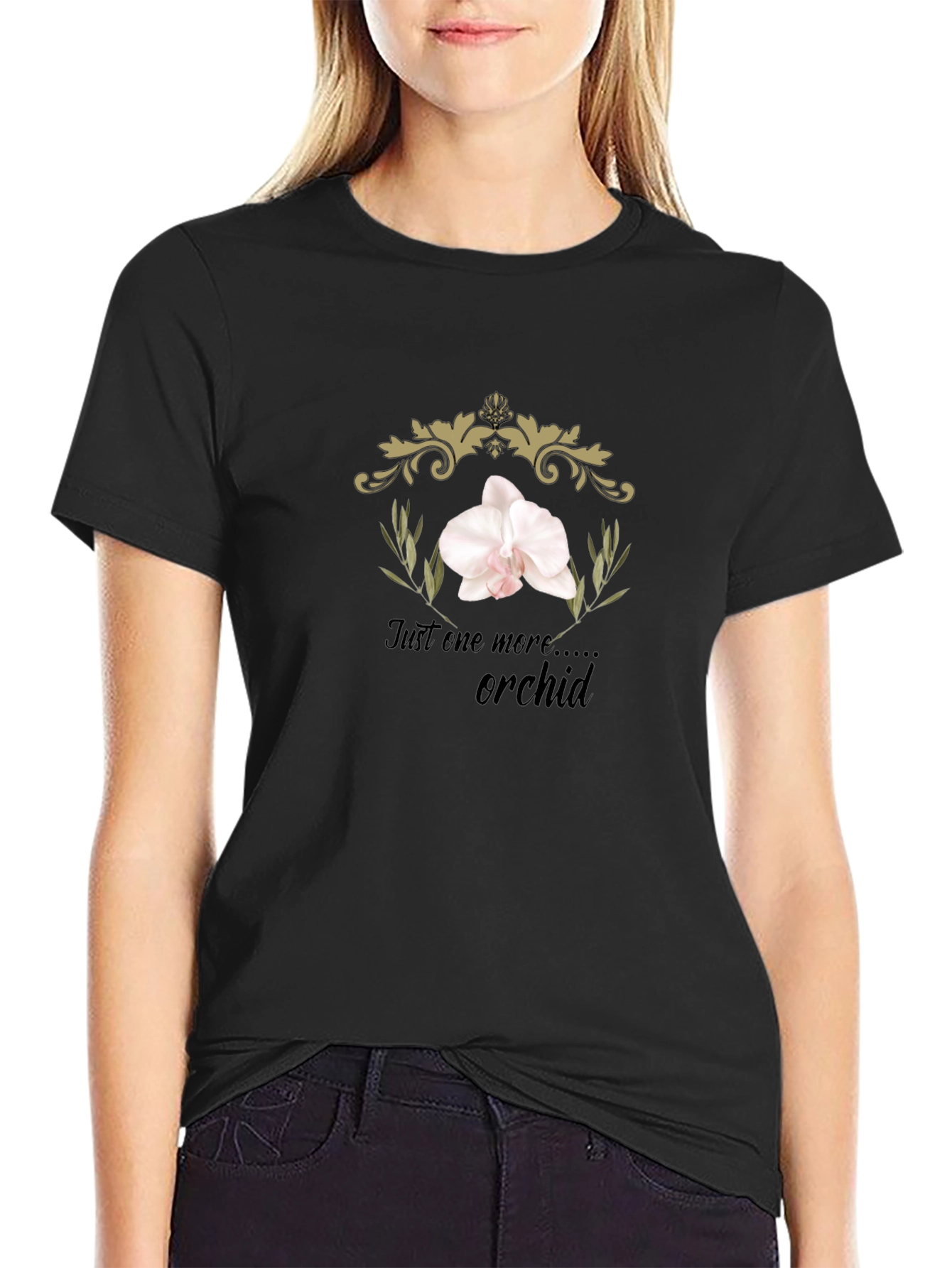 Just One More Orchid Black T-Shirt