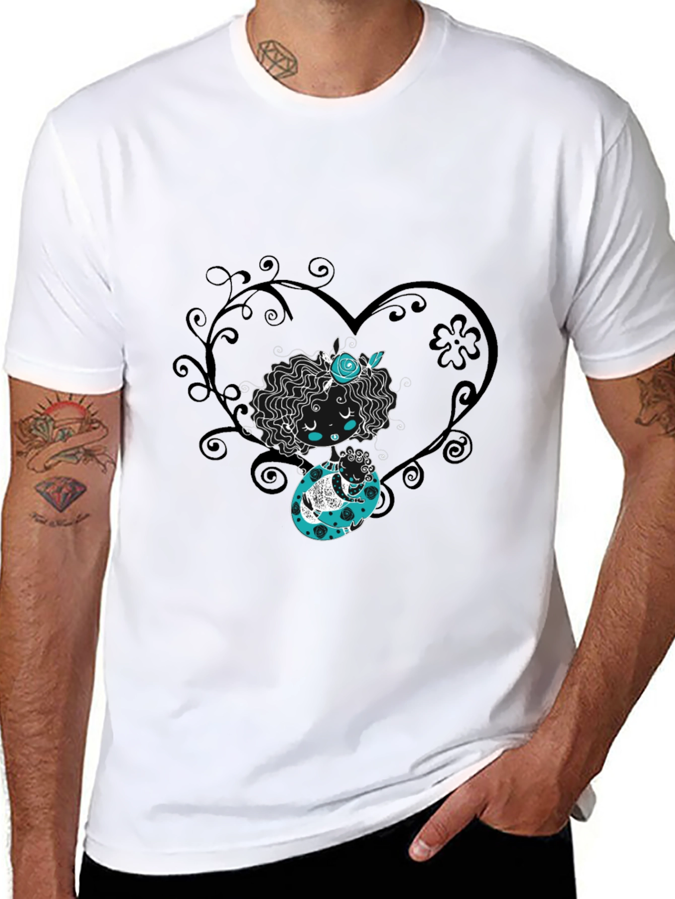 Whimsical Heart Tee - Black Graphic Print Shirt