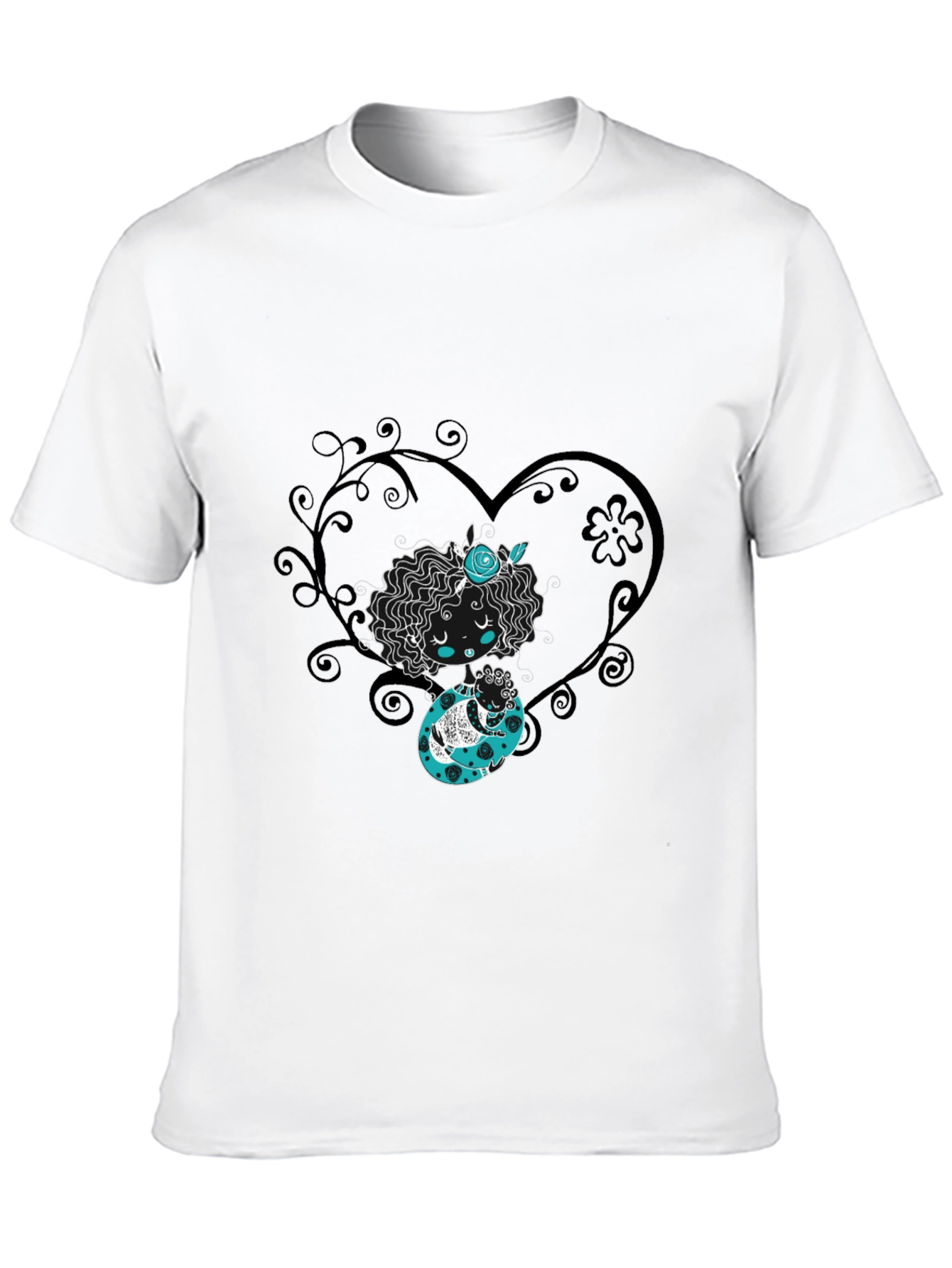 Whimsical Heart Tee - Black Graphic Print Shirt