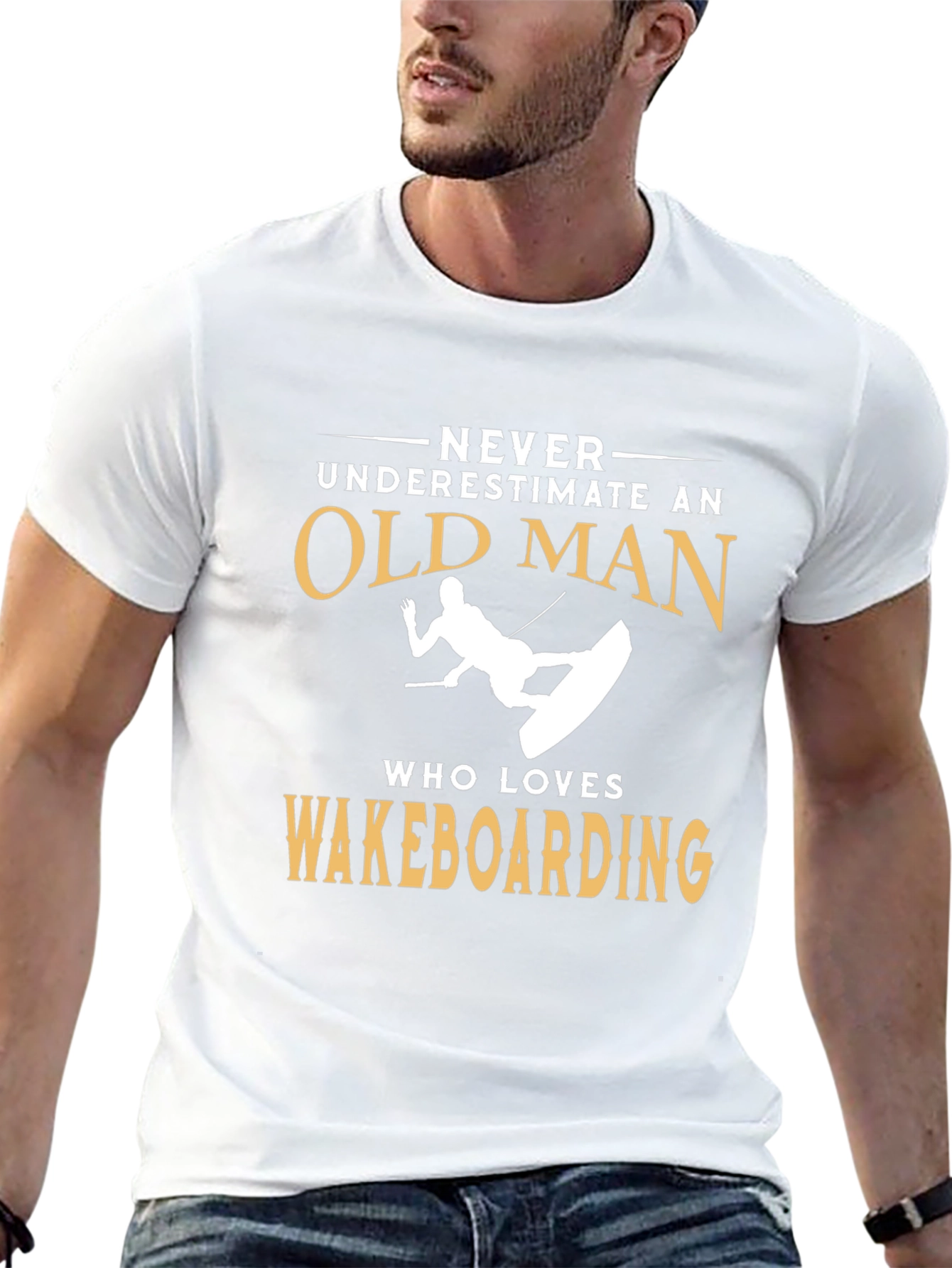 Never Underestimate Old Man Wakeboarding T-Shirt