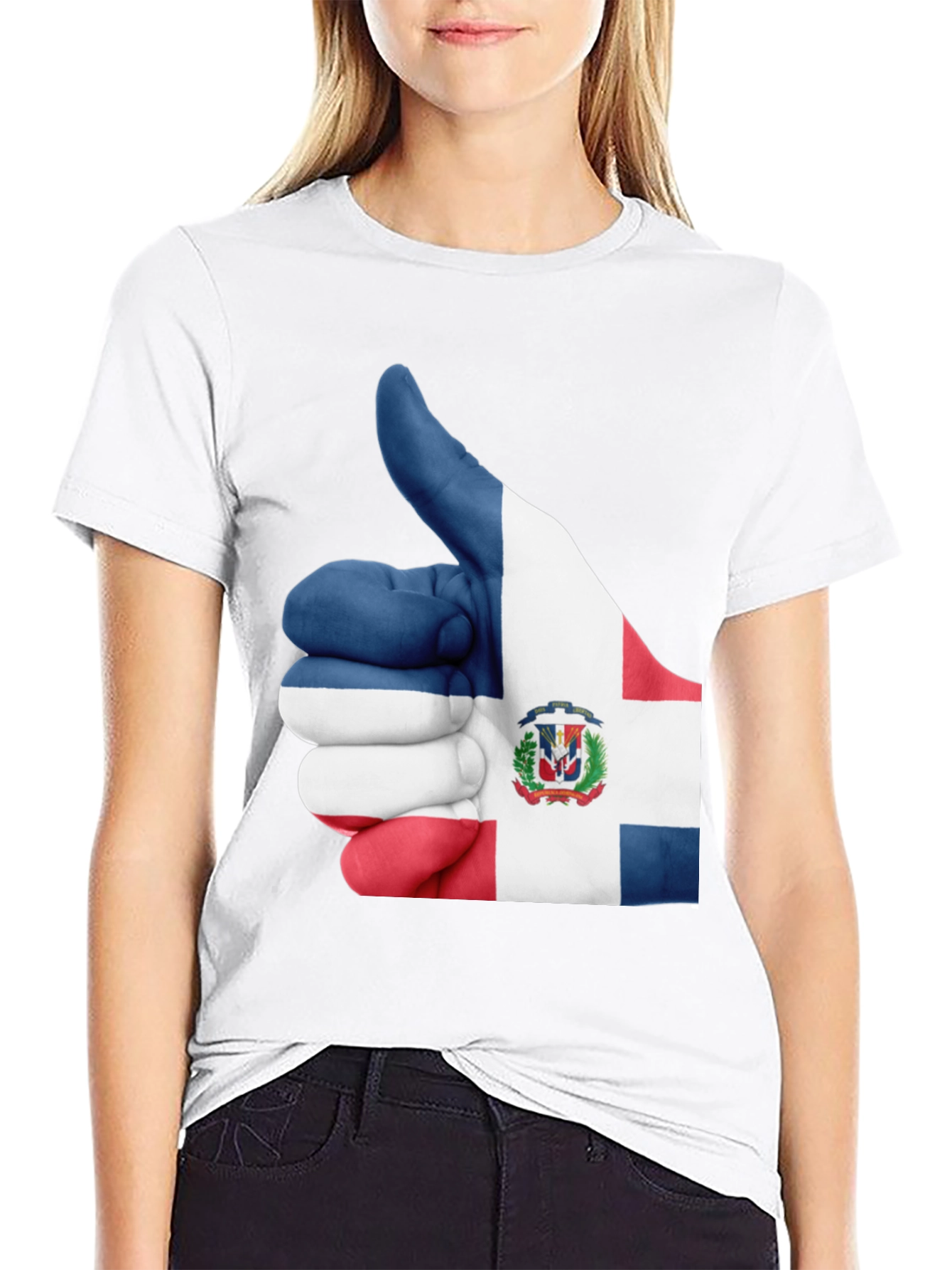 Dominican Republic Flag Thumbs Up Graphic Tee