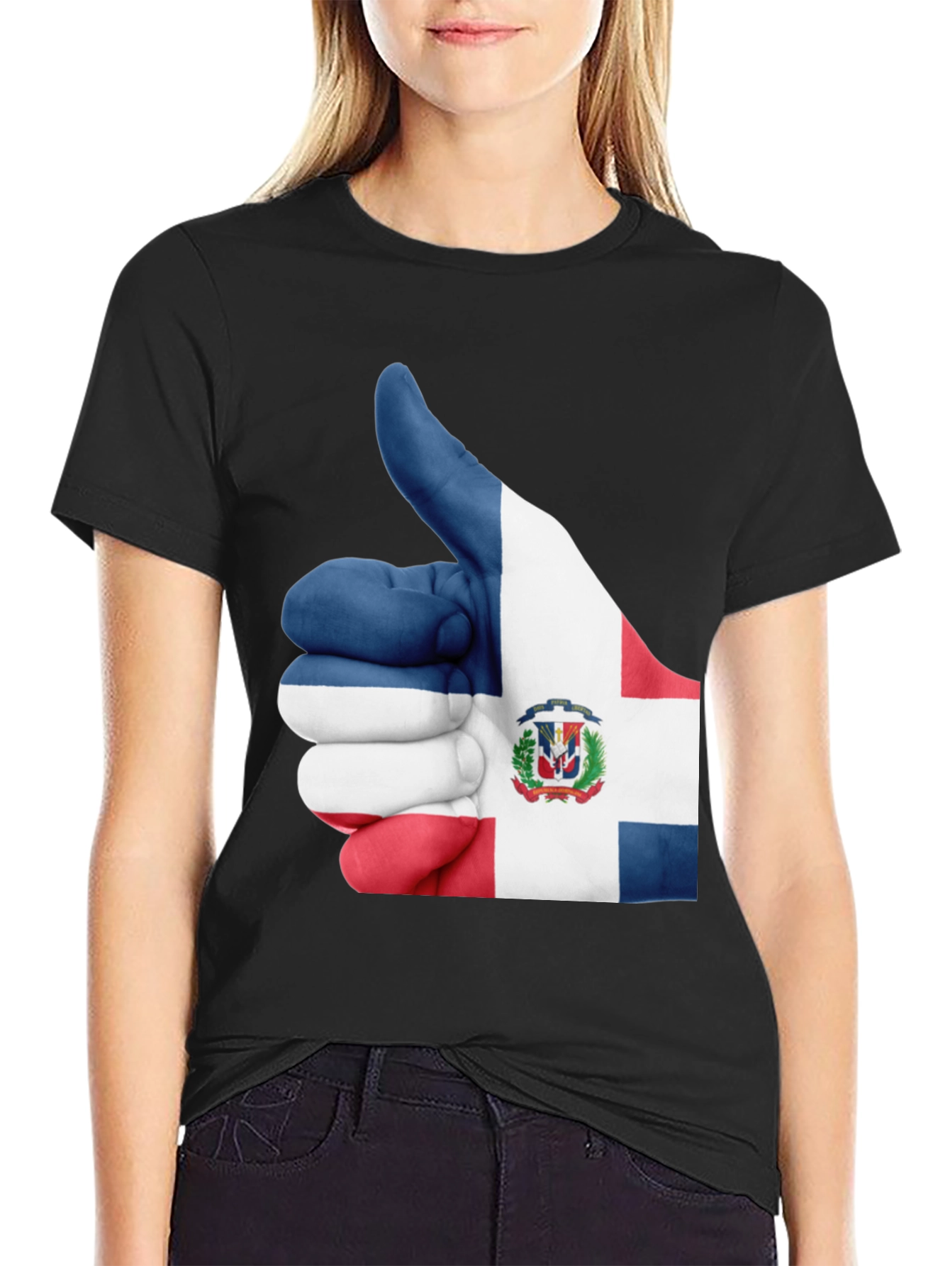 Dominican Republic Flag Thumbs Up Graphic Tee