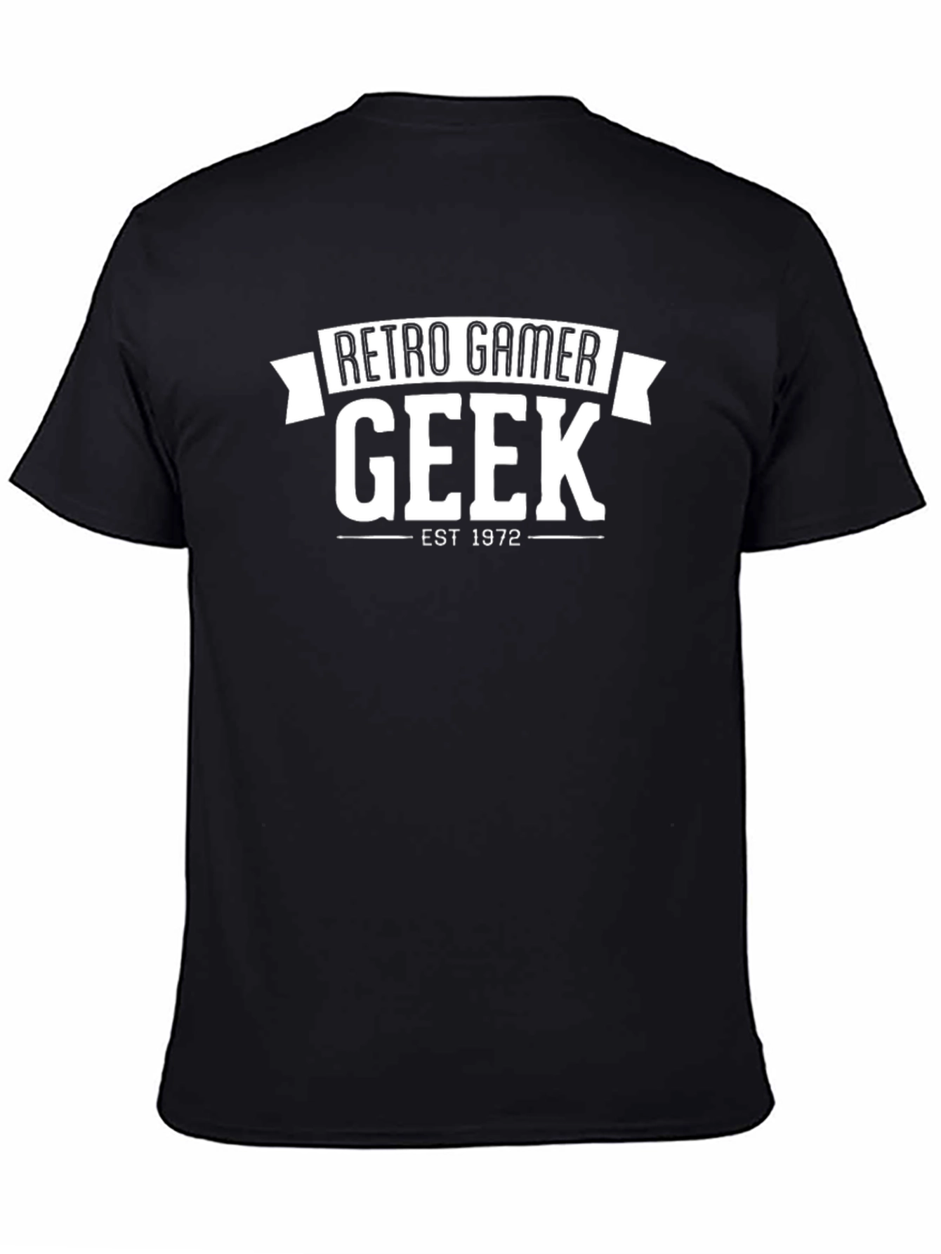 Retro Gamer Geek Est. 1972 Black T-Shirt
