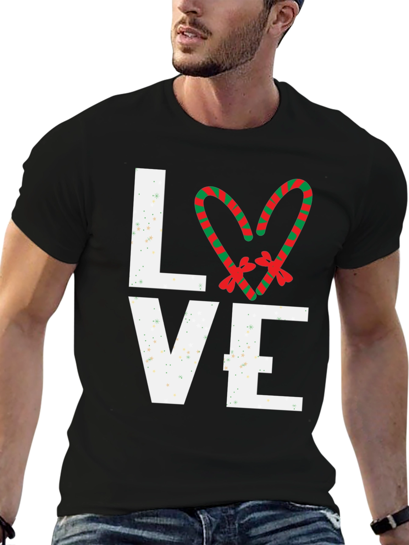 Festive Love Candy Cane Heart Graphic Tee