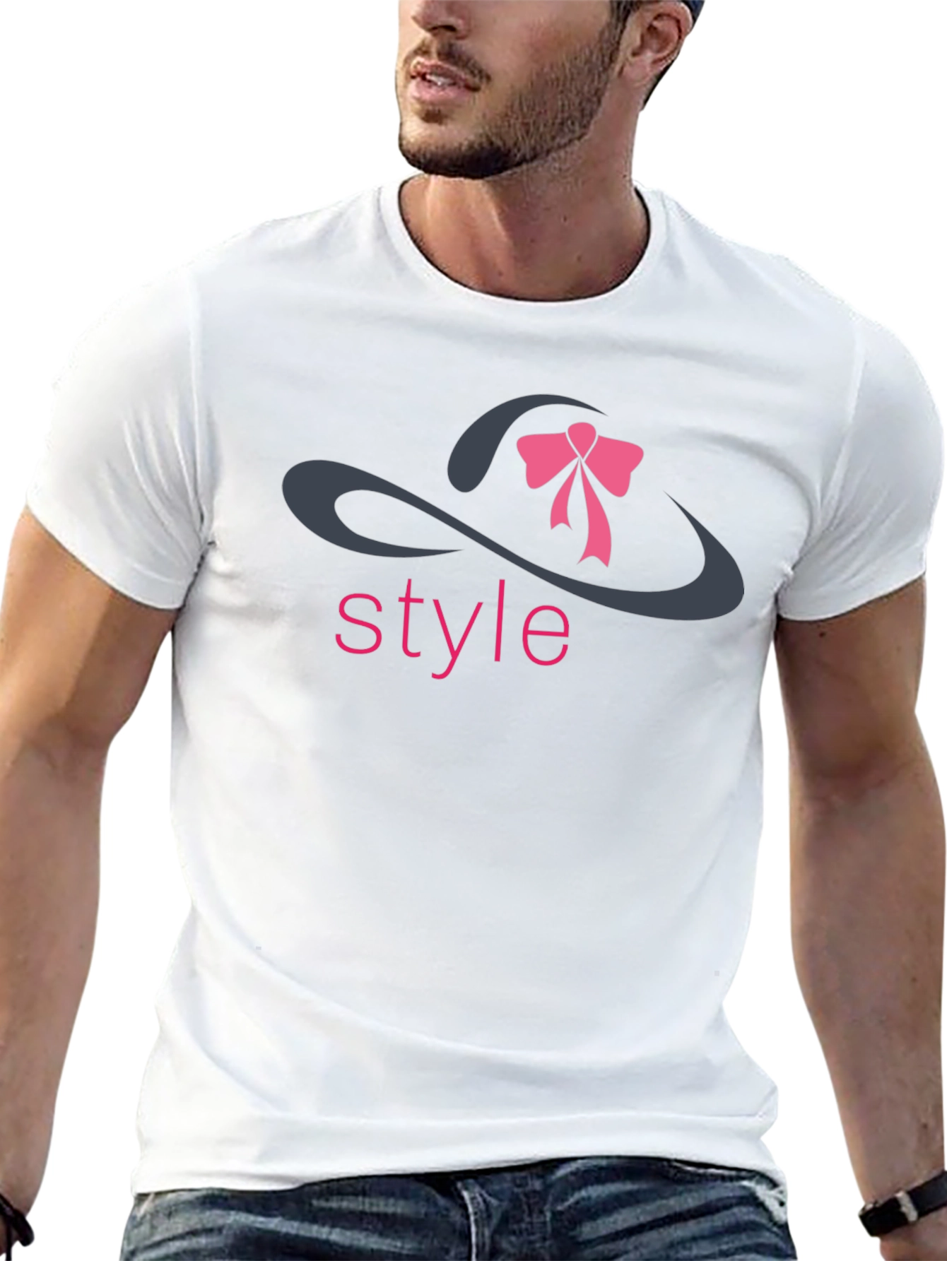 Stylish Black T-Shirt with Style Hat Design