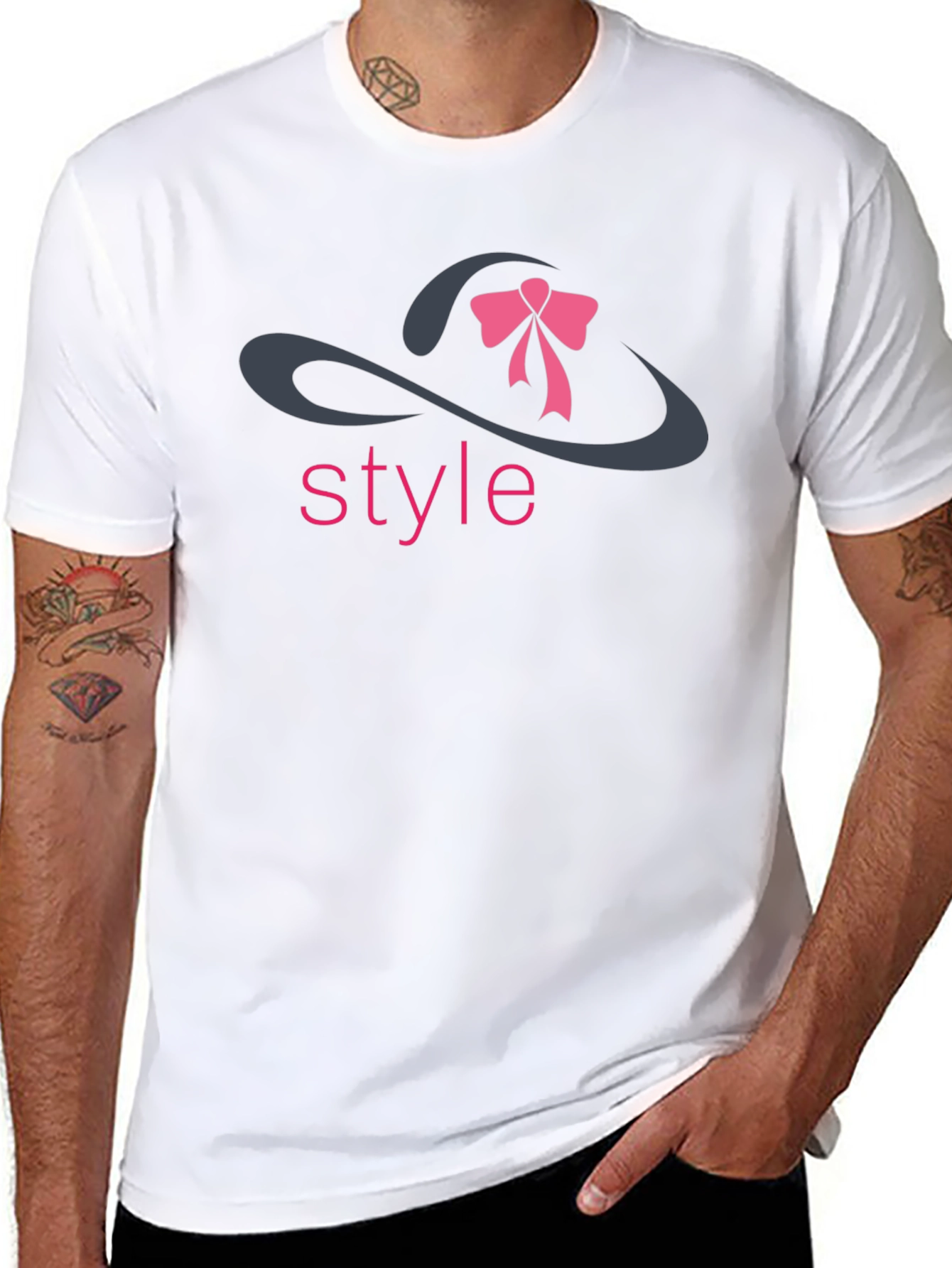 Stylish Black T-Shirt with Style Hat Design
