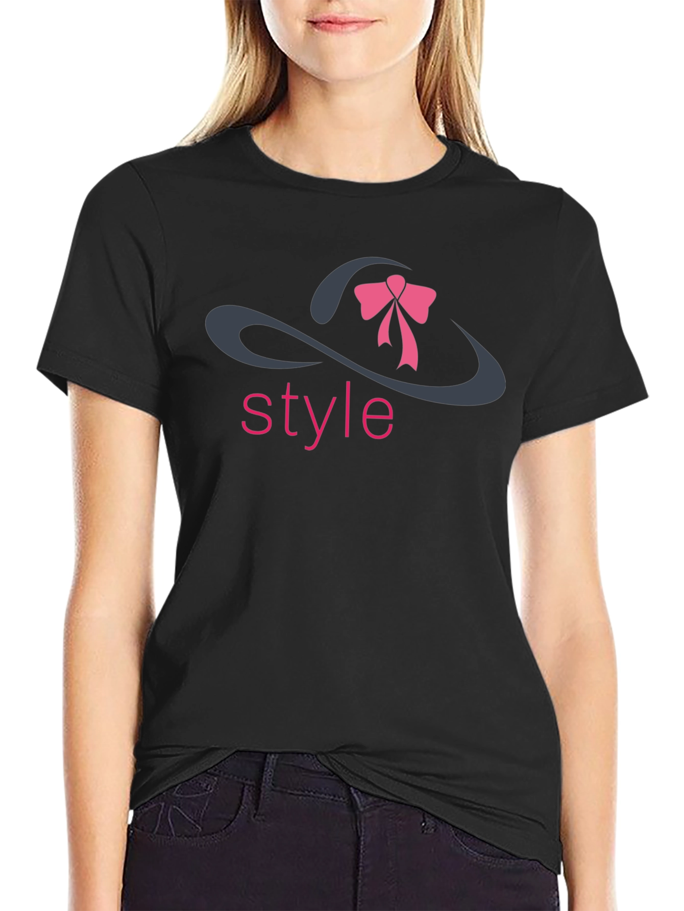 Stylish Black T-Shirt with Style Hat Design