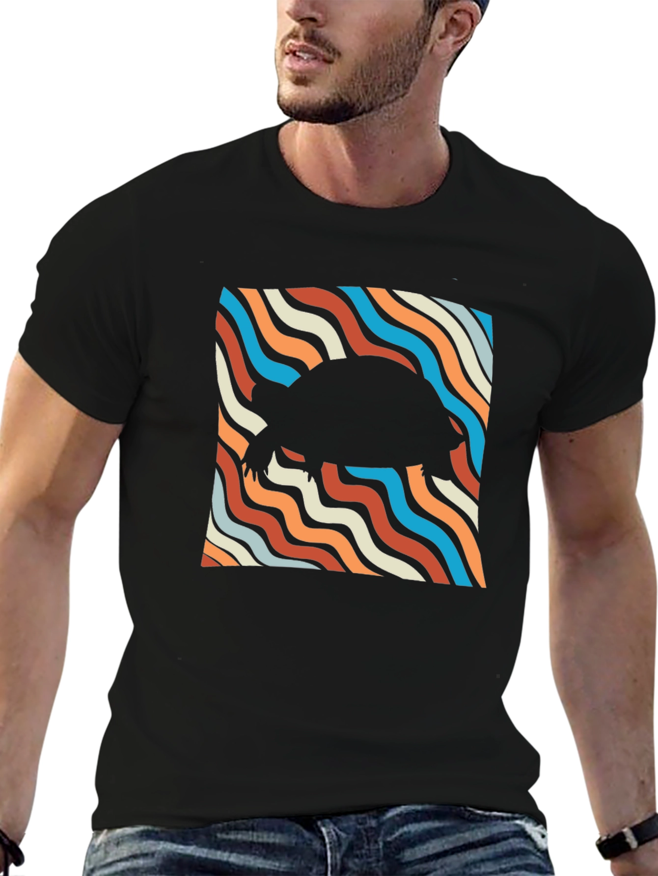 Retro Turtle Silhouette Tee - Cool Black T-Shirt