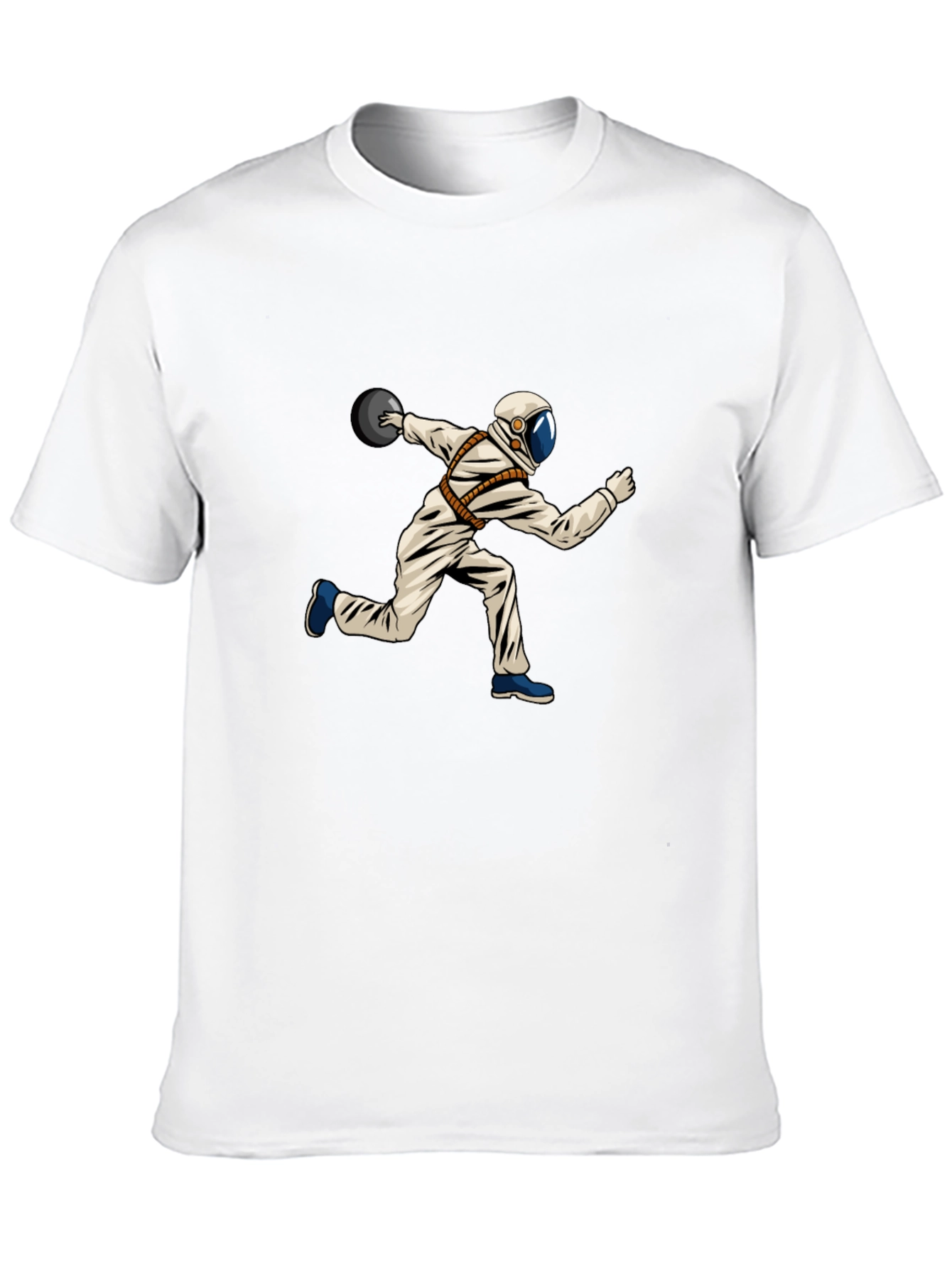 Astronaut Bowling Strike T-Shirt - Cosmic Fun!