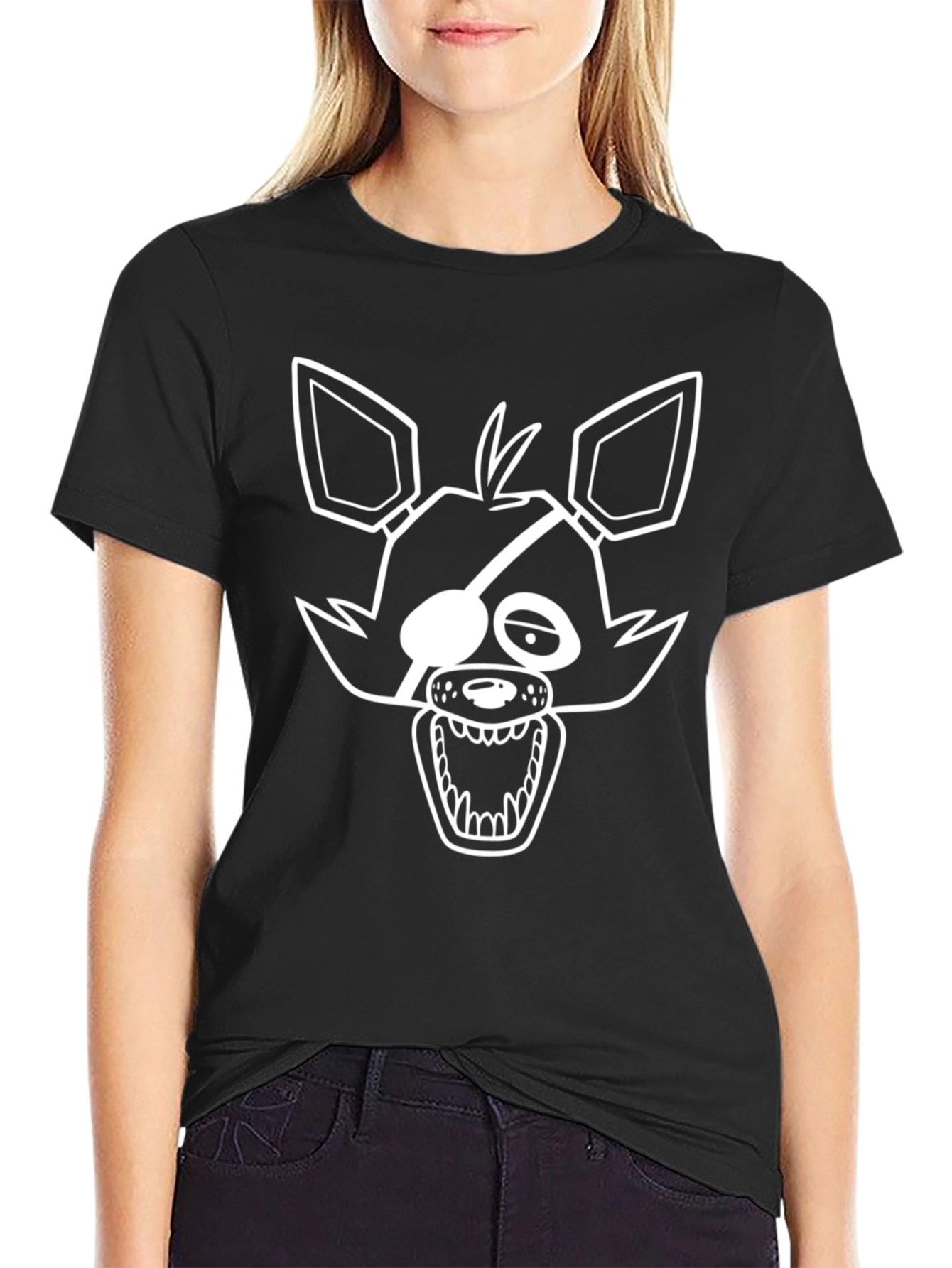 Foxy FNAF Graphic Tee - Black Cotton Blend
