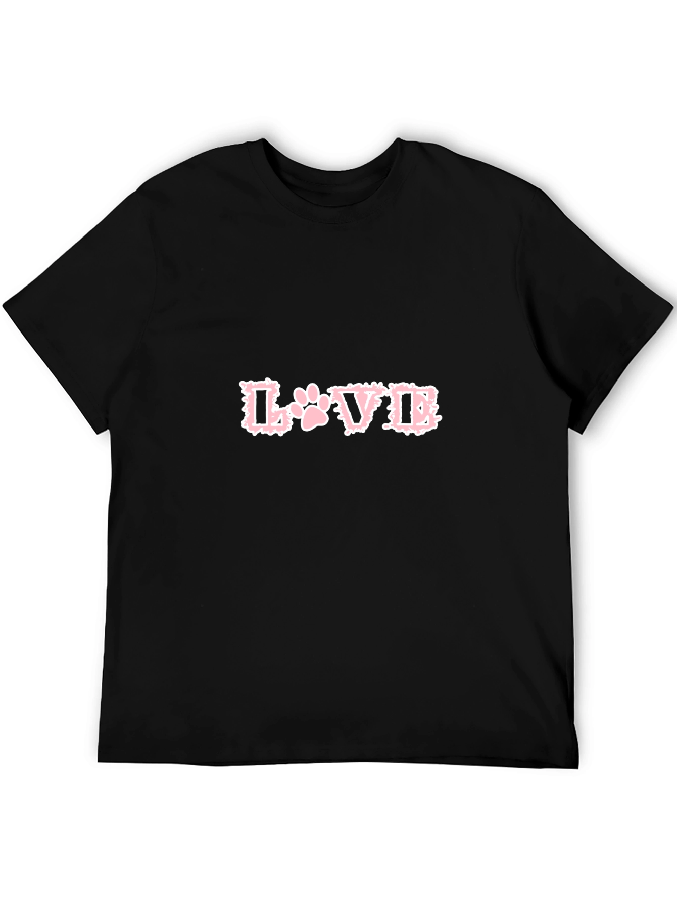 Love Paw Print T-Shirt - Black Crew Neck Tee
