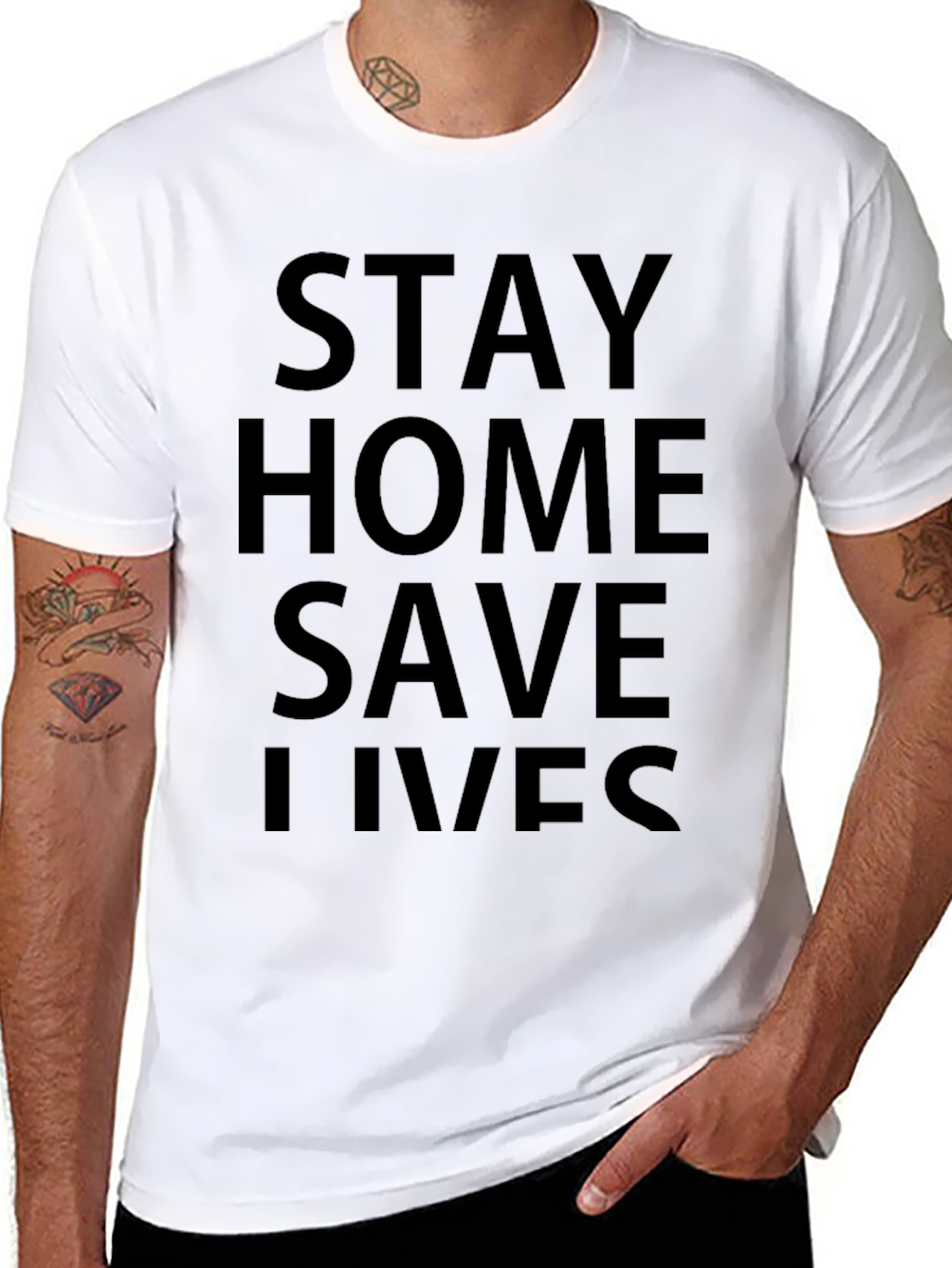 Stay Home Save Lives Black T-Shirt