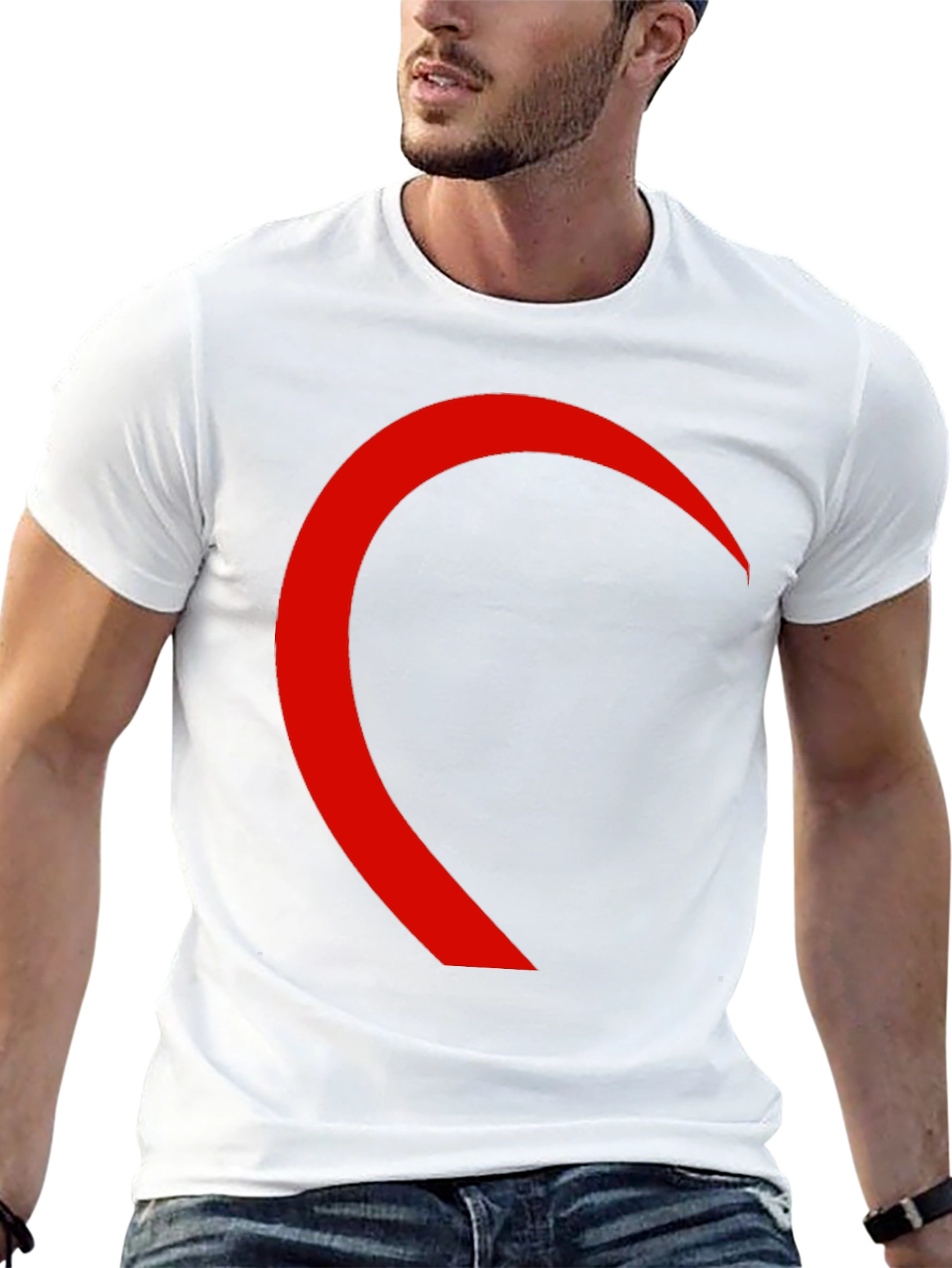Black T-Shirt with Red Crescent Design