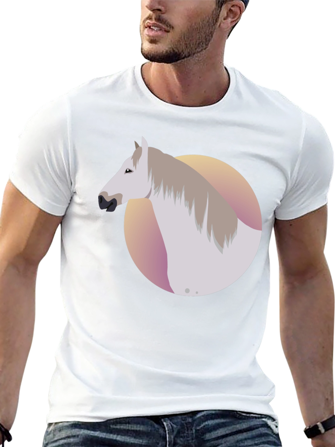 Horse Graphic Tee - Black Cotton Blend Shirt