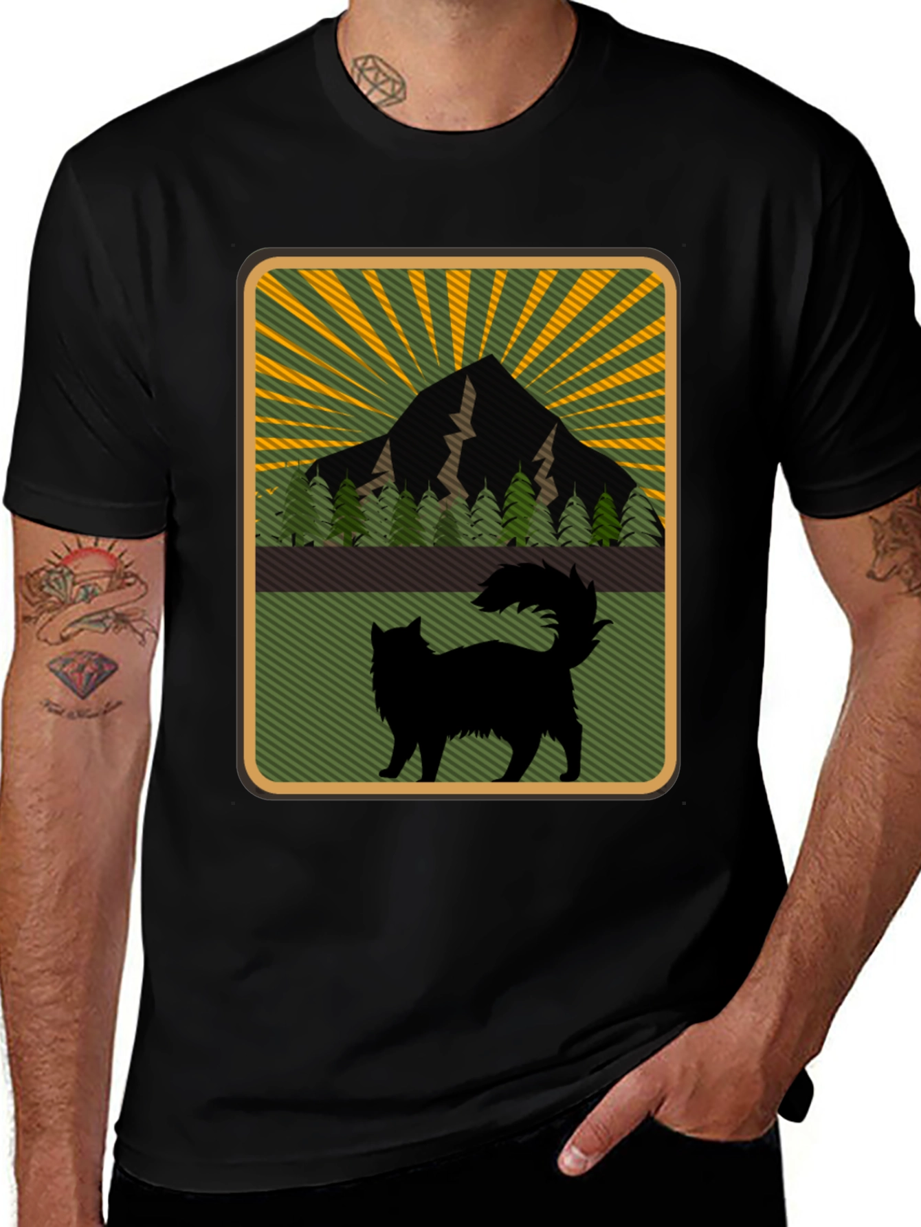 Mountain Cat Graphic Tee - Nature Lovers Shirt