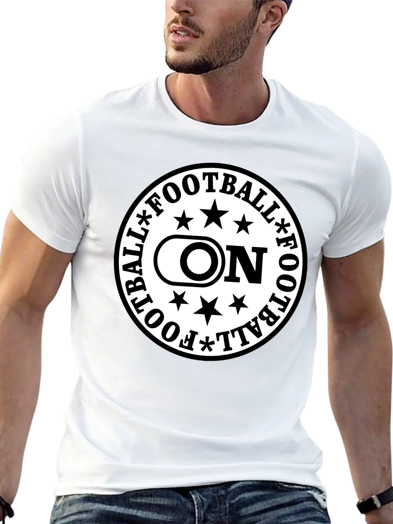 Football On Graphic Tee - Black