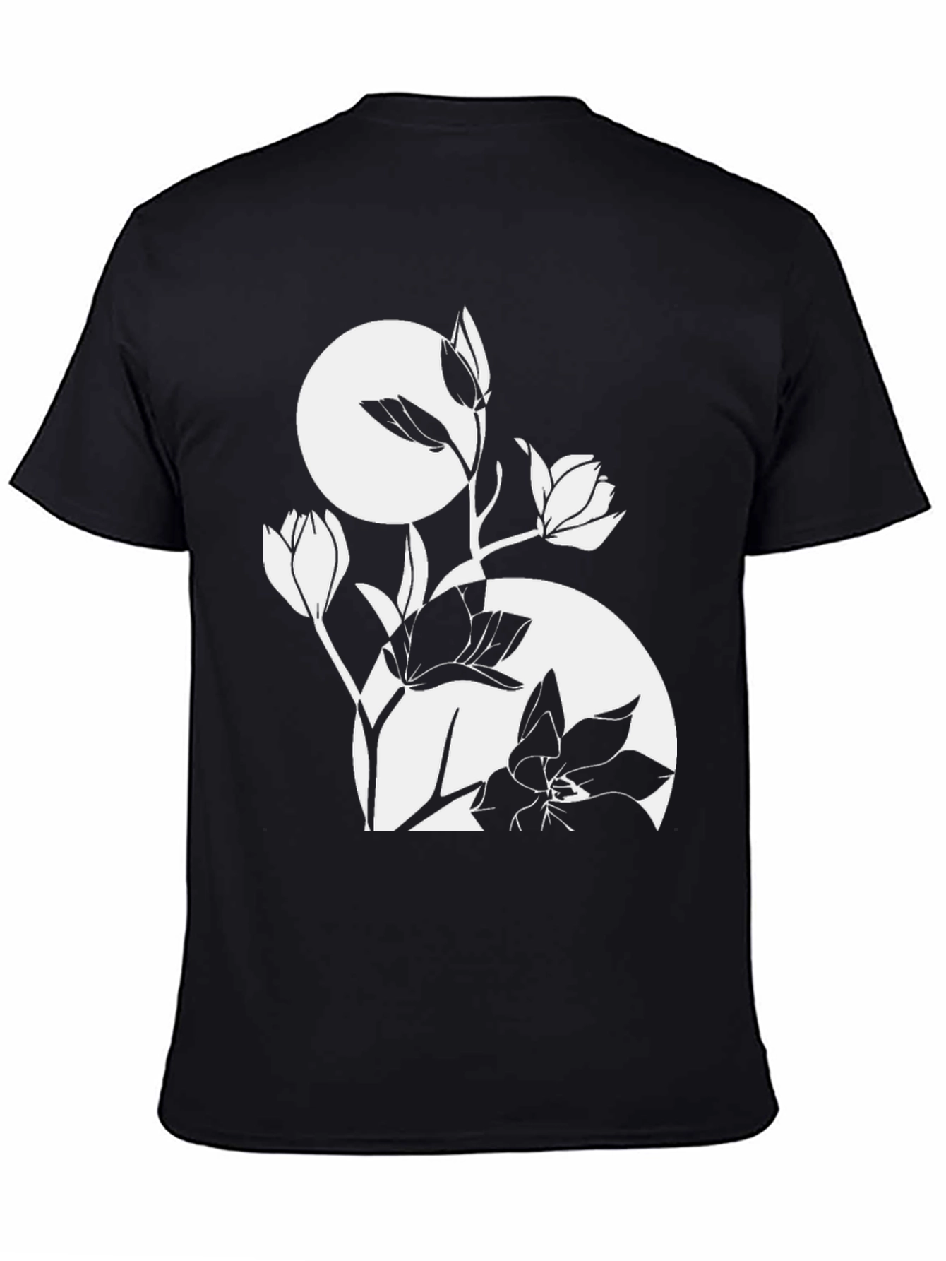 Floral Graphic Tee - Stylish Black T-Shirt