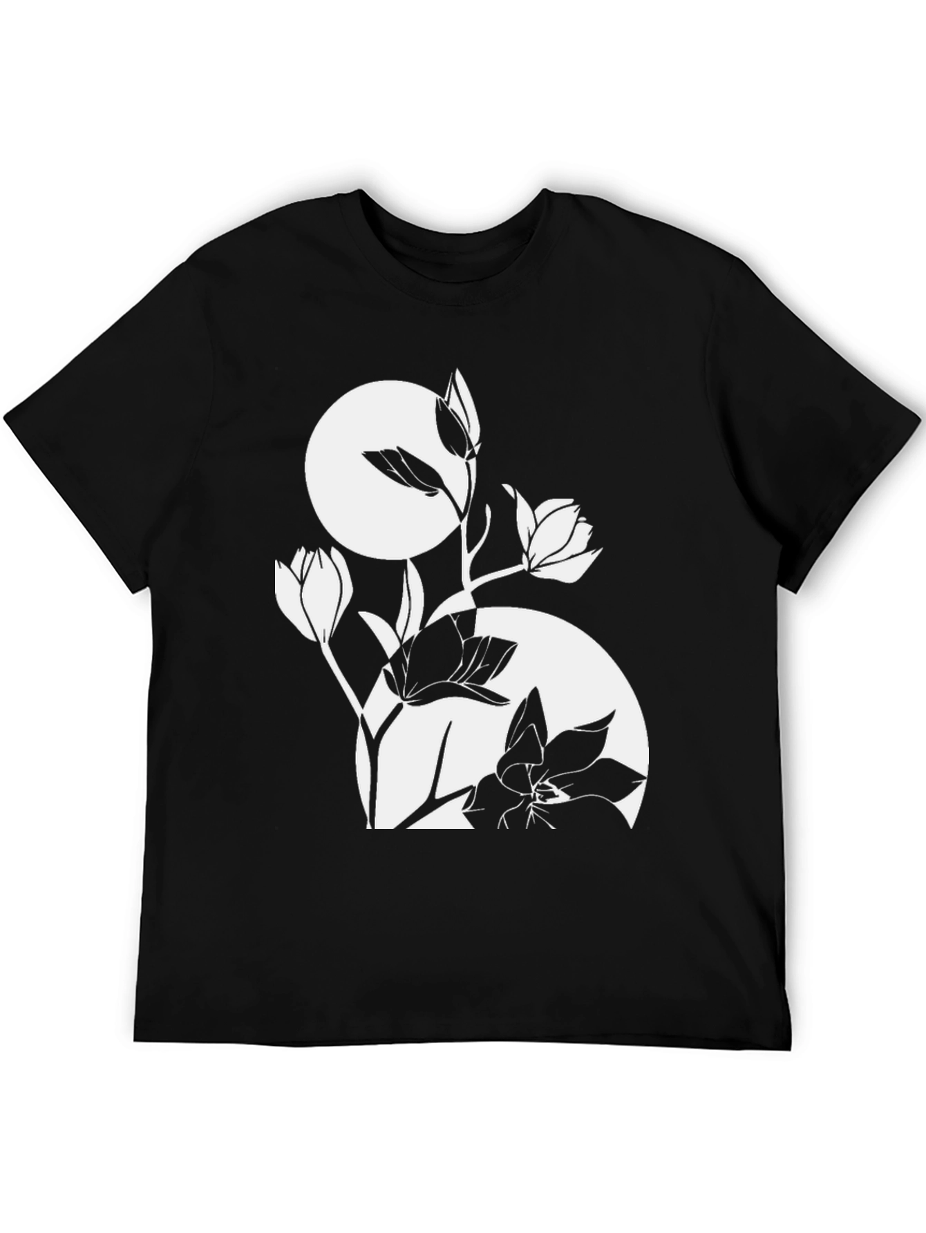 Floral Graphic Tee - Stylish Black T-Shirt