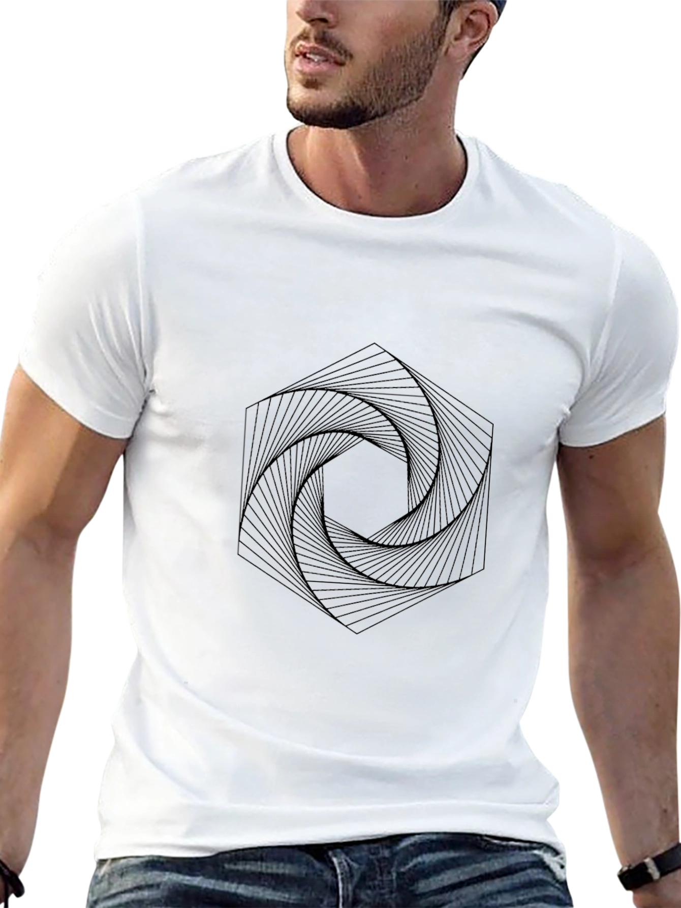 Geometric Swirl Black T-Shirt