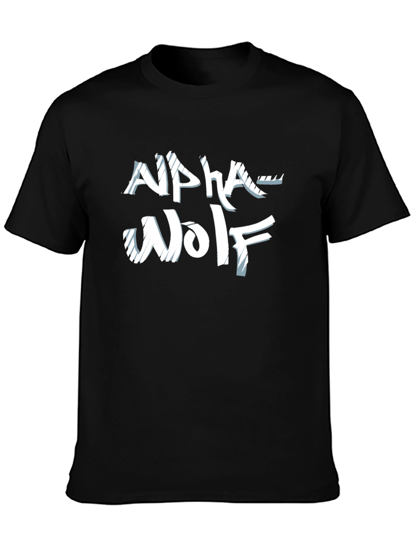 Alpha Wolf Graphic Tee - Black Crew Neck T-Shirt