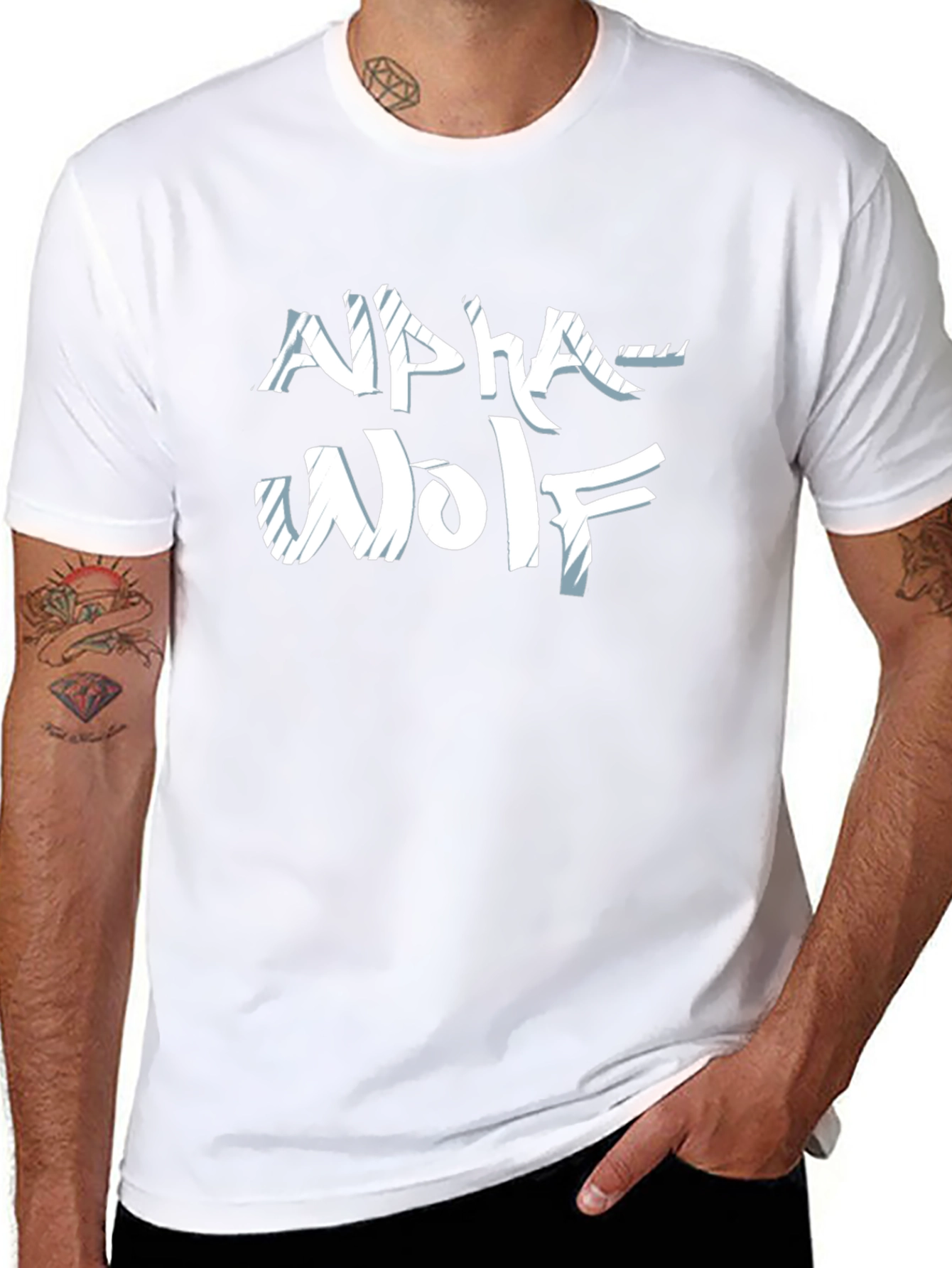 Alpha Wolf Graphic Tee - Black Crew Neck T-Shirt