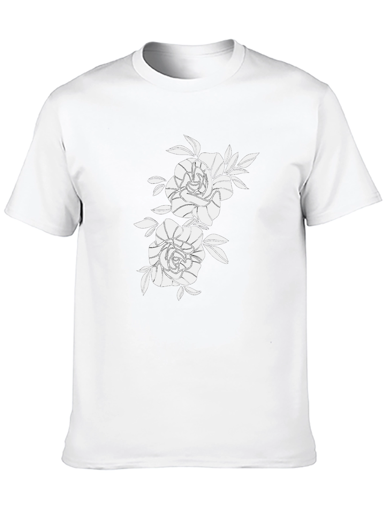 Black Graphic Tee with Floral Rose Design