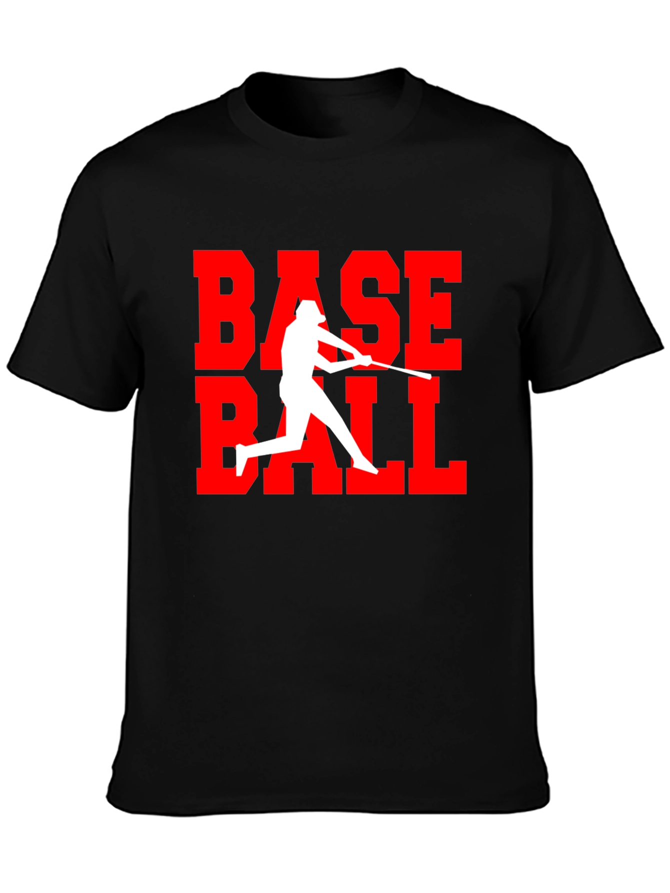 Baseball Graphic Tee - Black Cotton T-Shirt