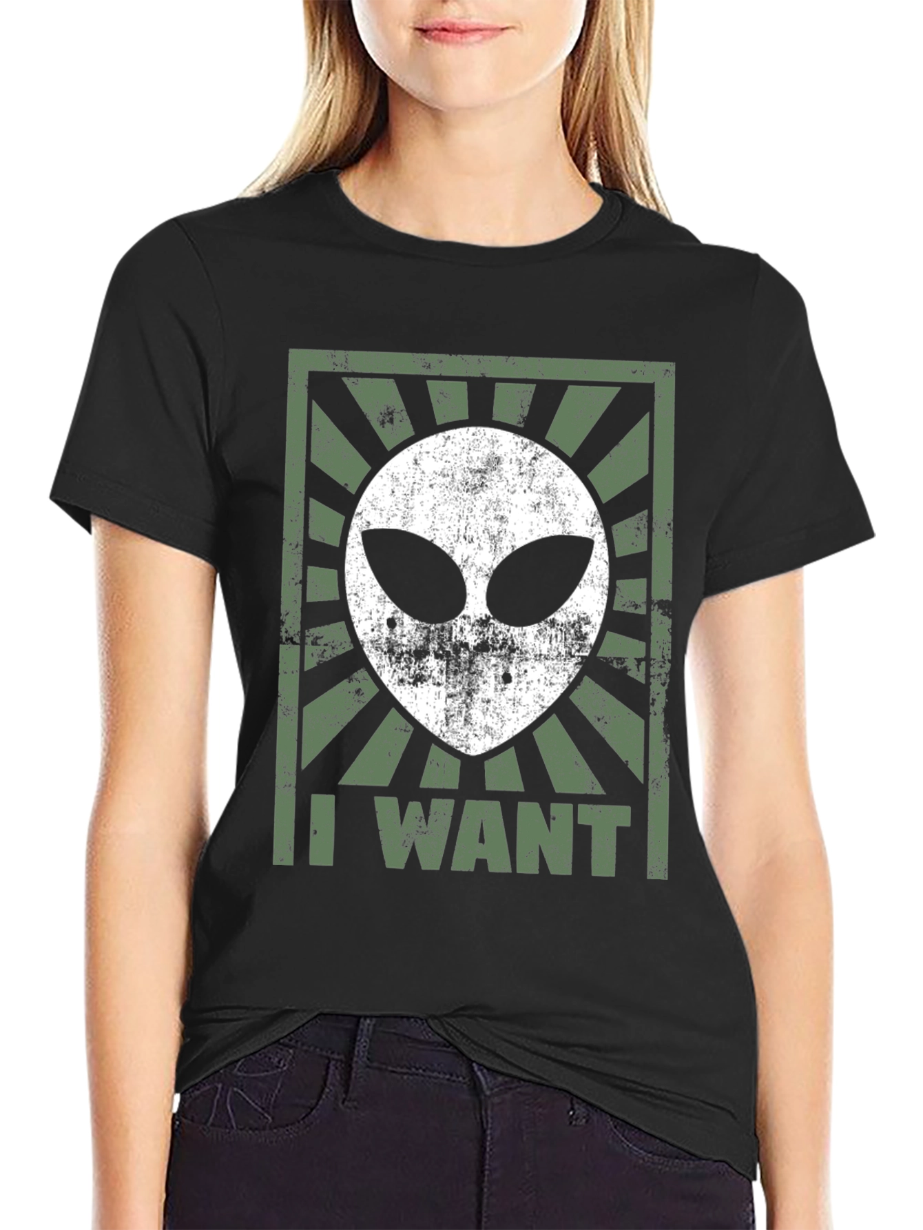 I Want Alien Graphic Tee - Black T-Shirt