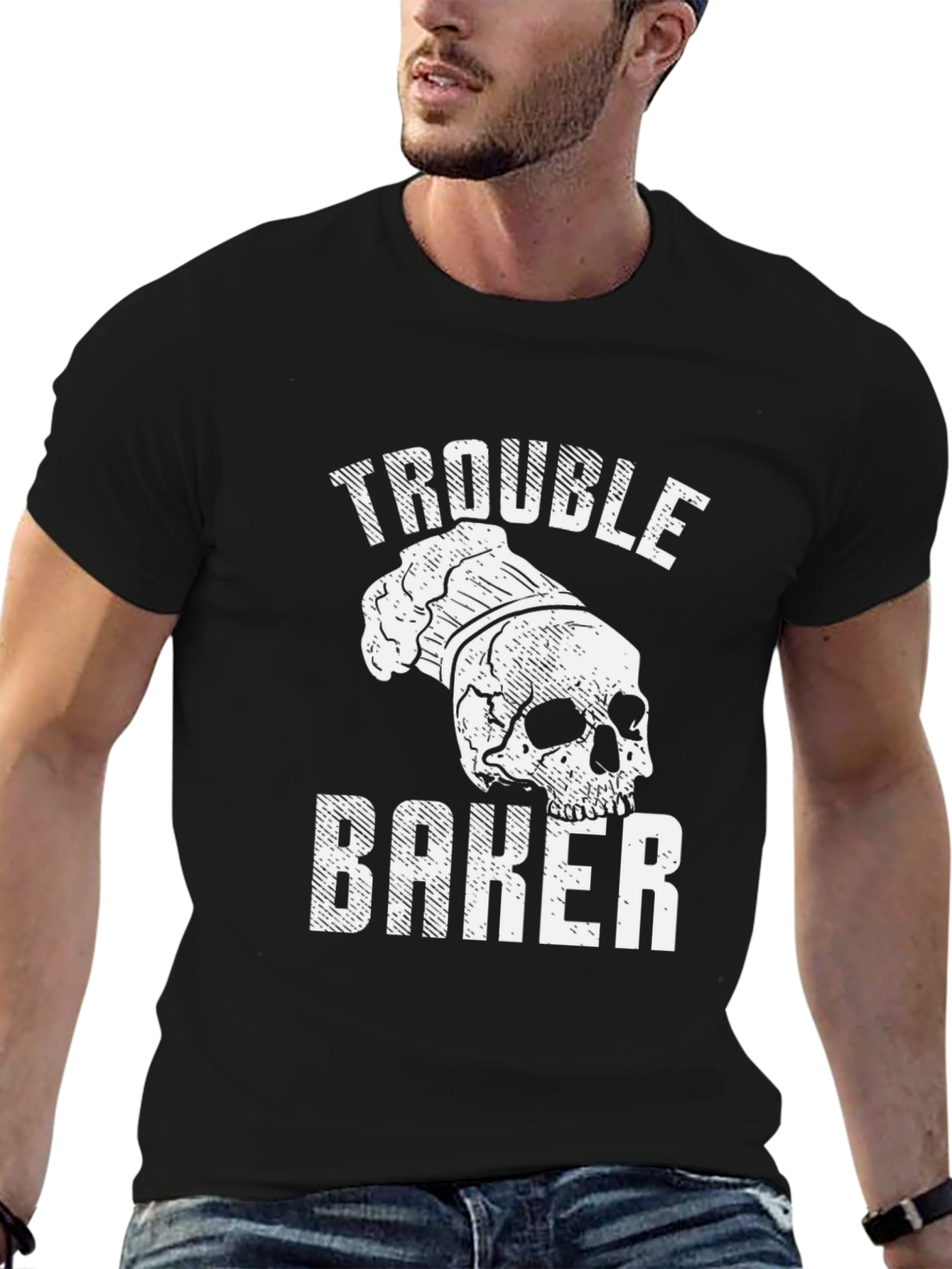 Trouble Baker Skull Chef T-Shirt - Funny Baking Tee
