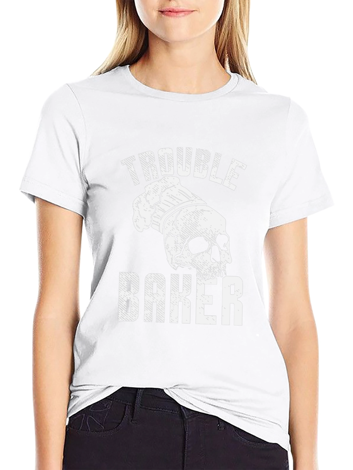 Trouble Baker Skull Chef T-Shirt - Funny Baking Tee