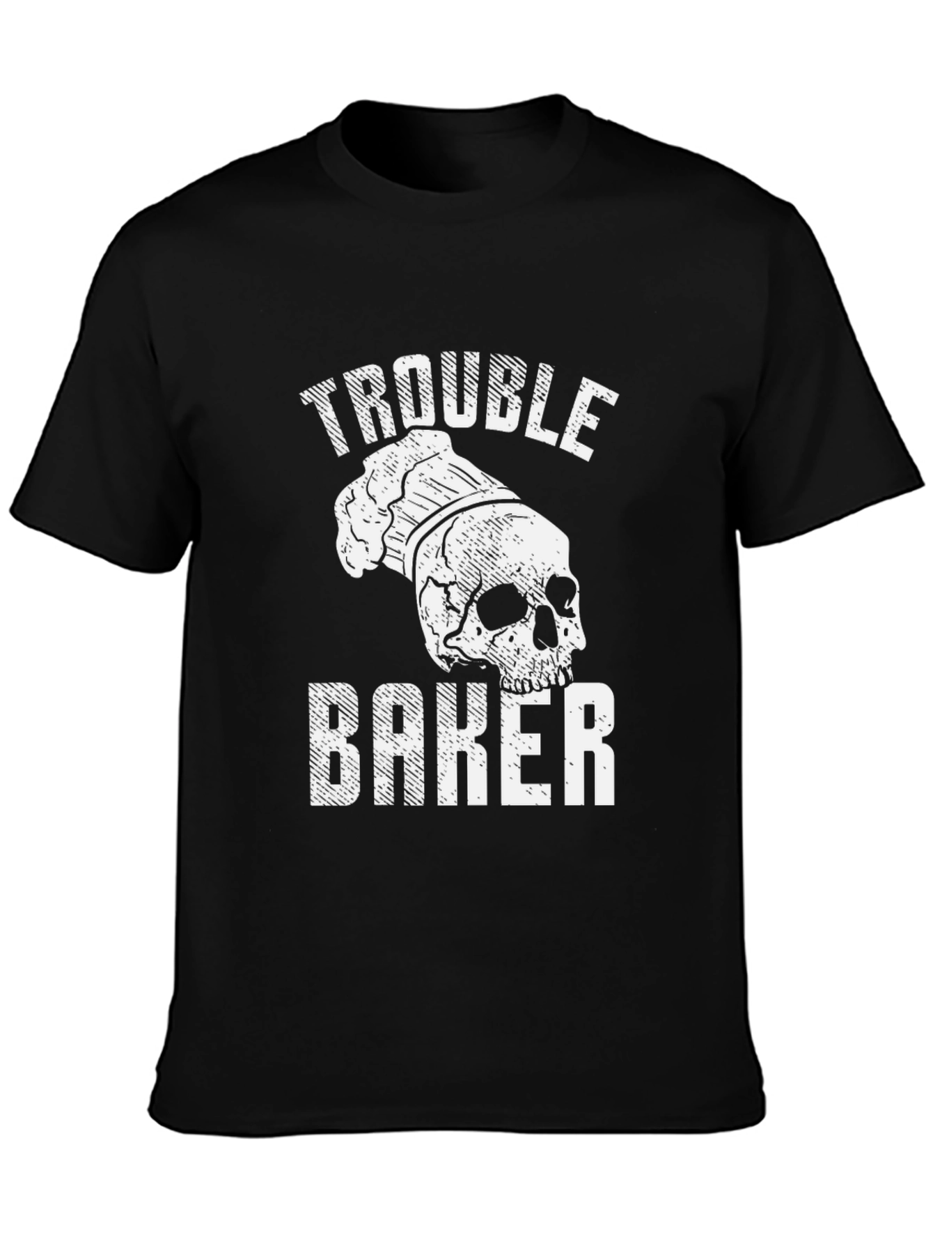 Trouble Baker Skull Chef T-Shirt - Funny Baking Tee