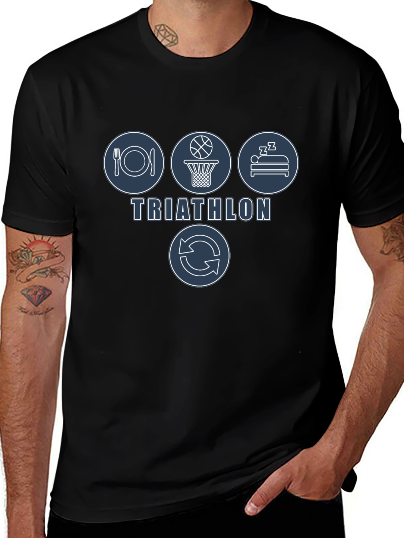 Triathlon Eat Sleep Basketball Repeat Mens T-Shirt