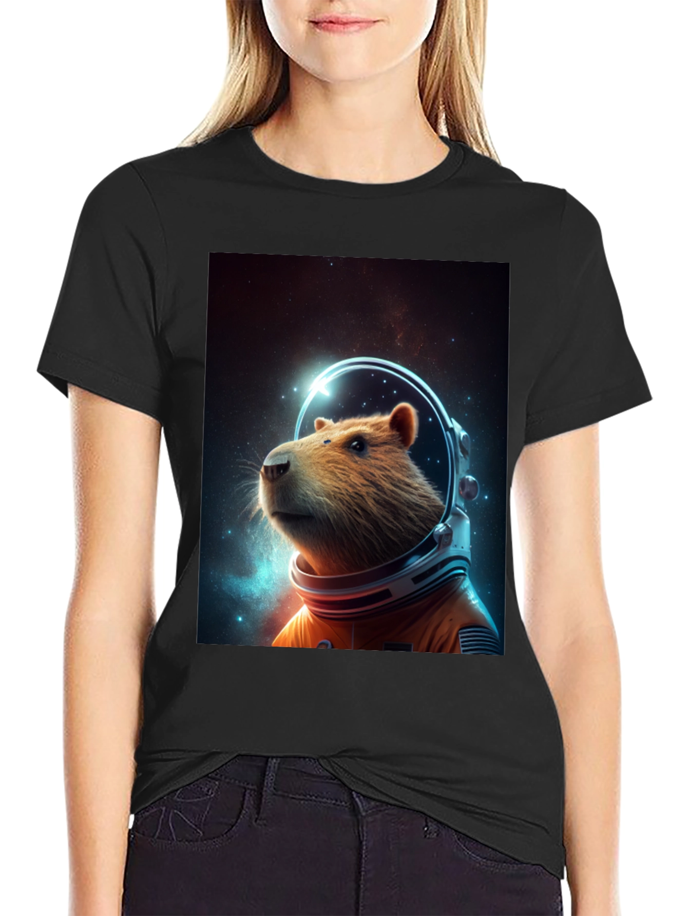 Capybara Astronaut T-Shirt - Space Rodent Tee